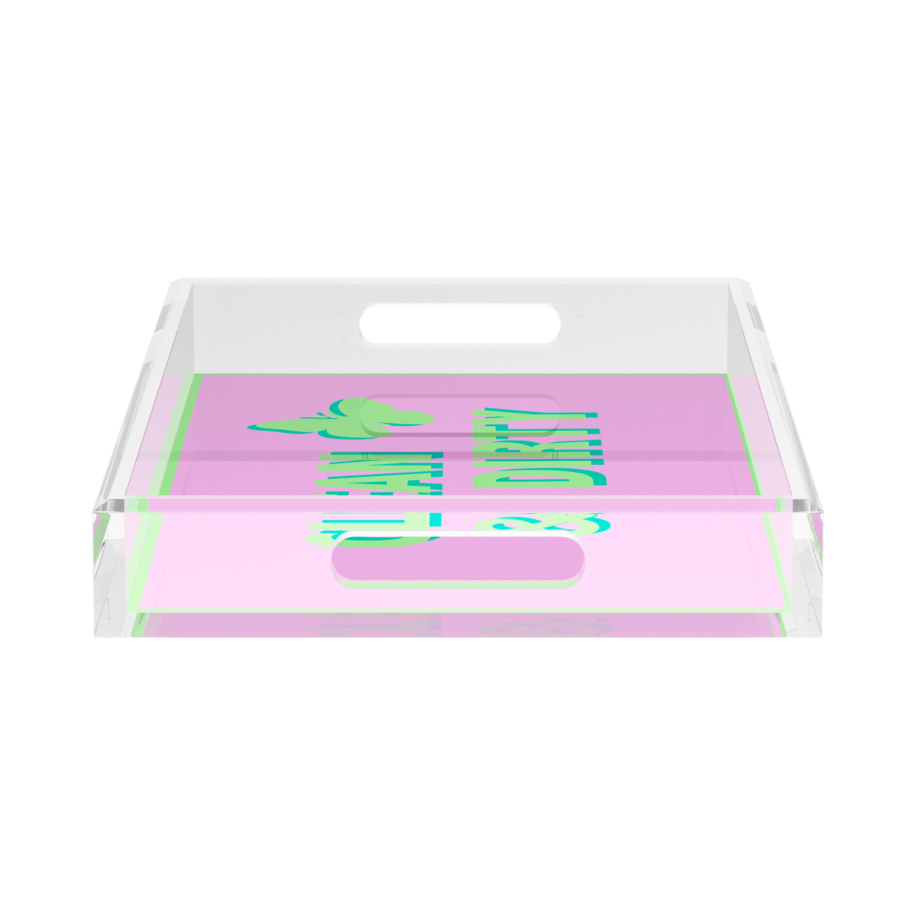 Canasta Clean and Dirty Lime Lilac 17X10.5 Acrylic Tray - nicolettemayer.com