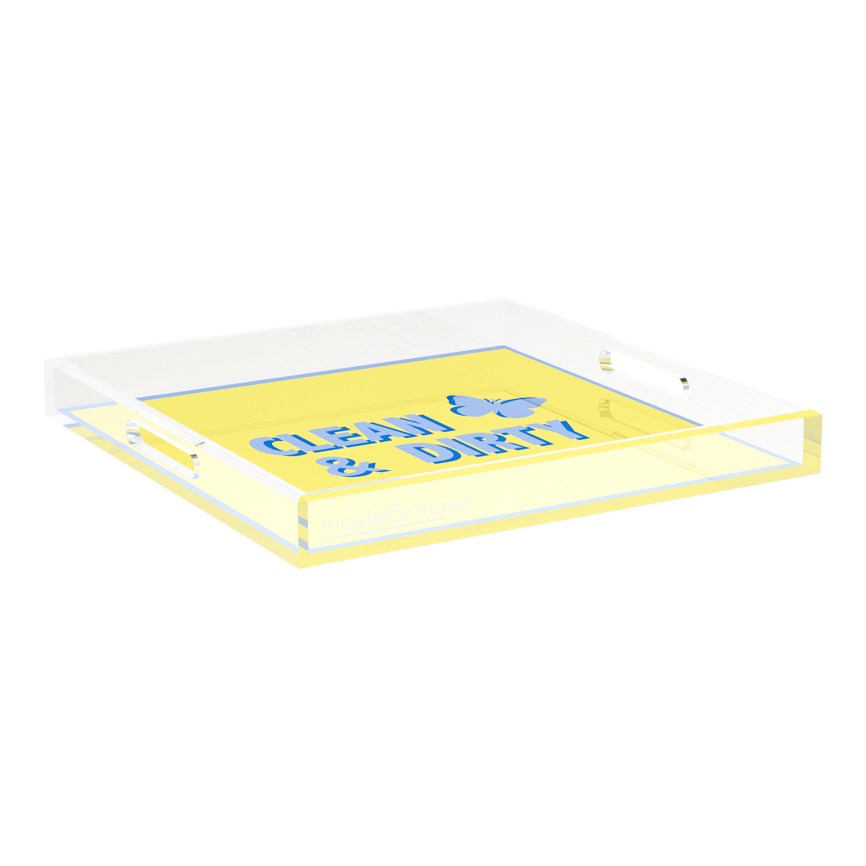 Canasta Clean and Dirty Blue Butter 18X18 Acrylic Tray - nicolettemayer.com