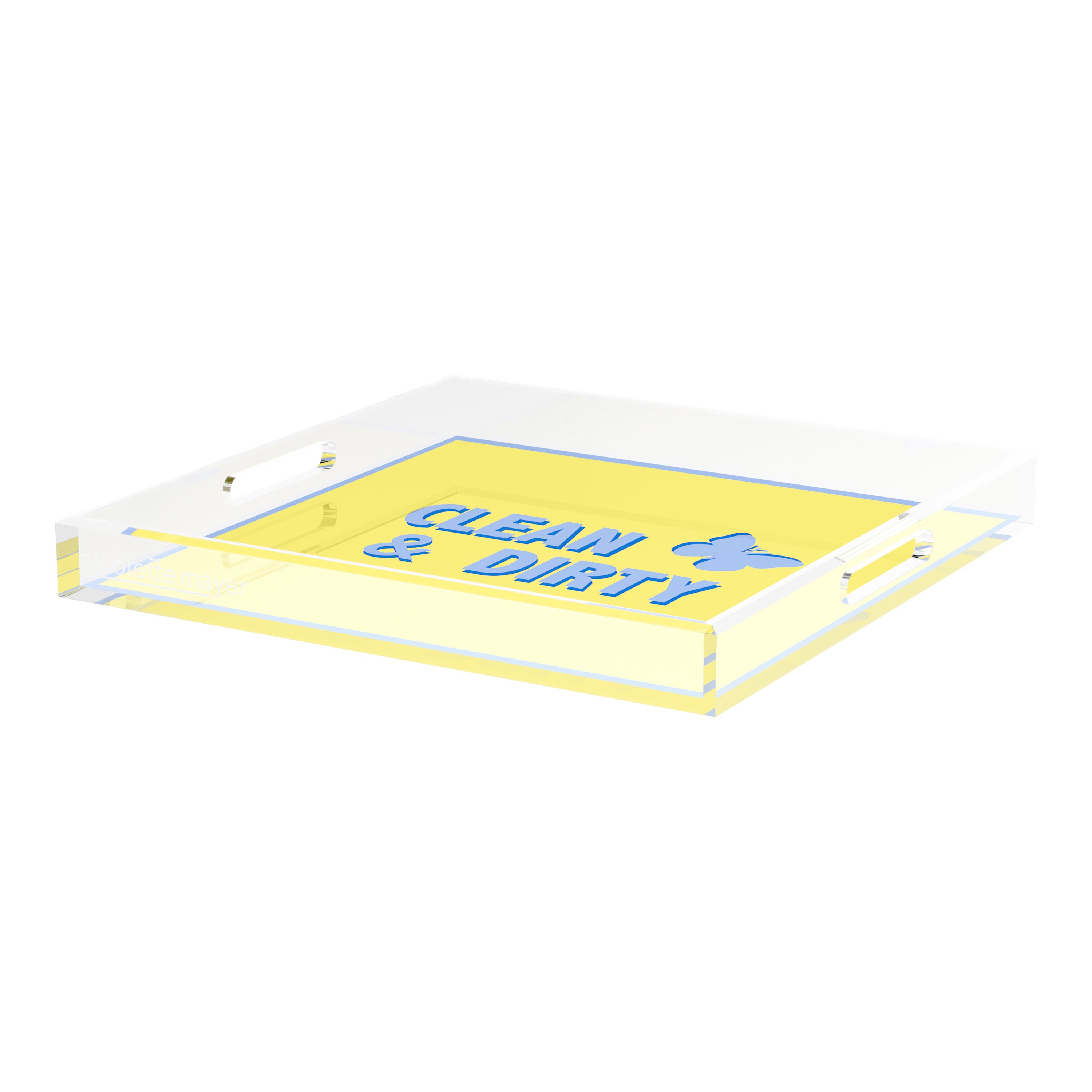 Canasta Clean and Dirty Blue Butter 18X18 Acrylic Tray - nicolettemayer.com