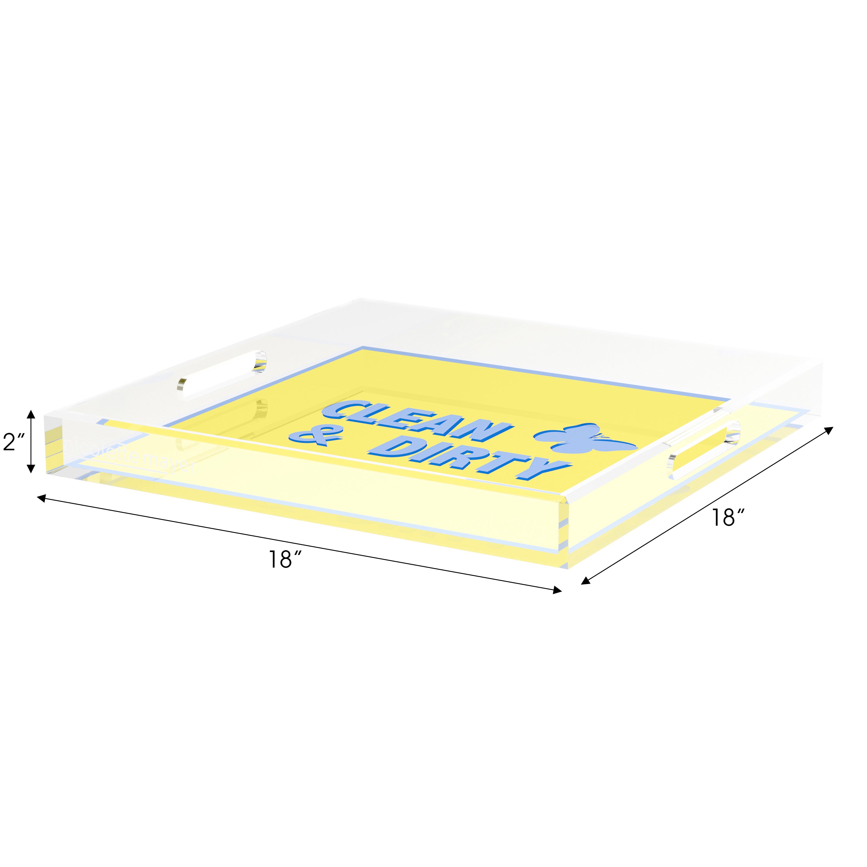 Canasta Clean and Dirty Blue Butter Set of 3 Acrylic Tray - nicolettemayer.com