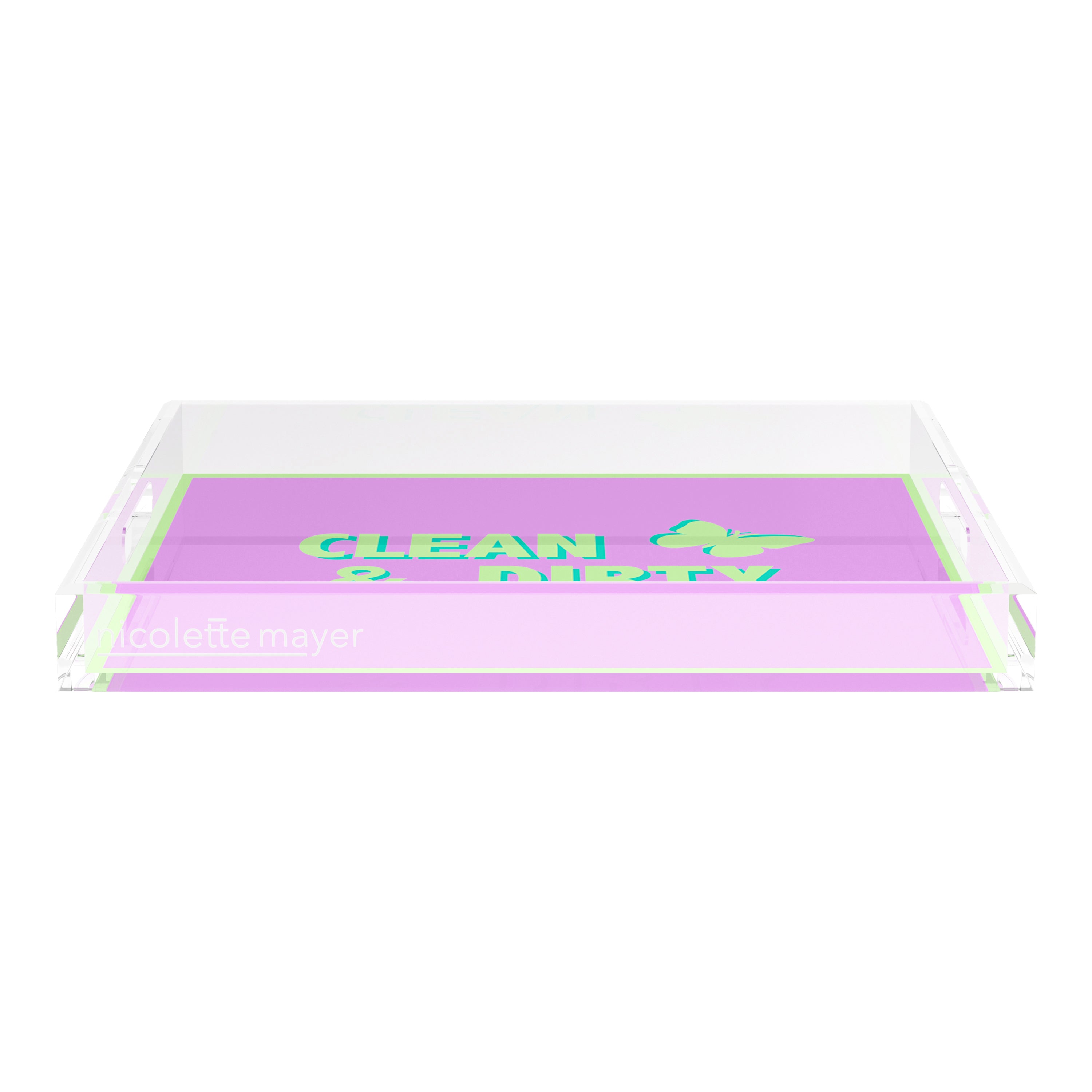 Canasta Clean and Dirty Lime Lilac 18X18 Acrylic Tray - nicolettemayer.com