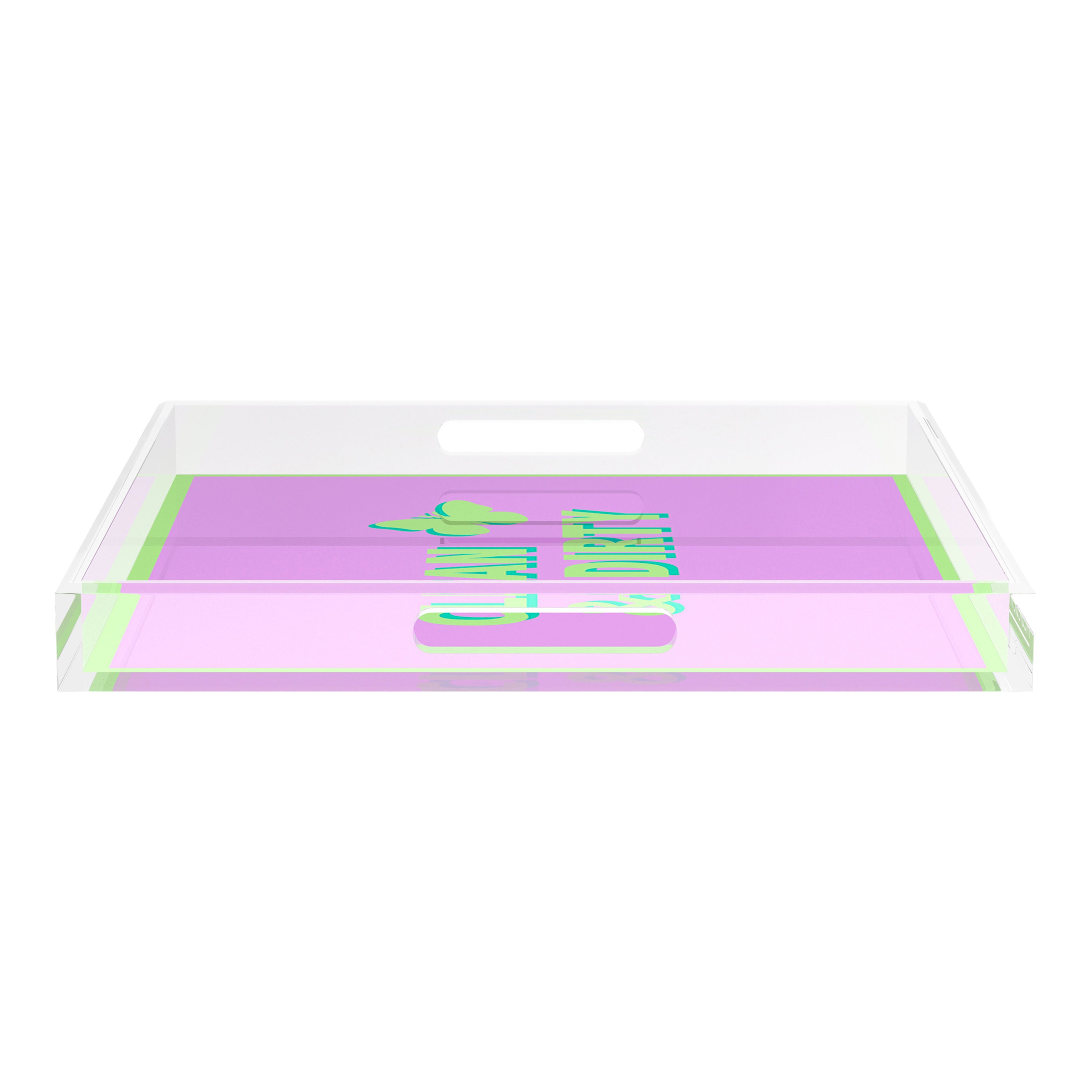 Canasta Clean and Dirty Lime Lilac 18X18 Acrylic Tray - nicolettemayer.com