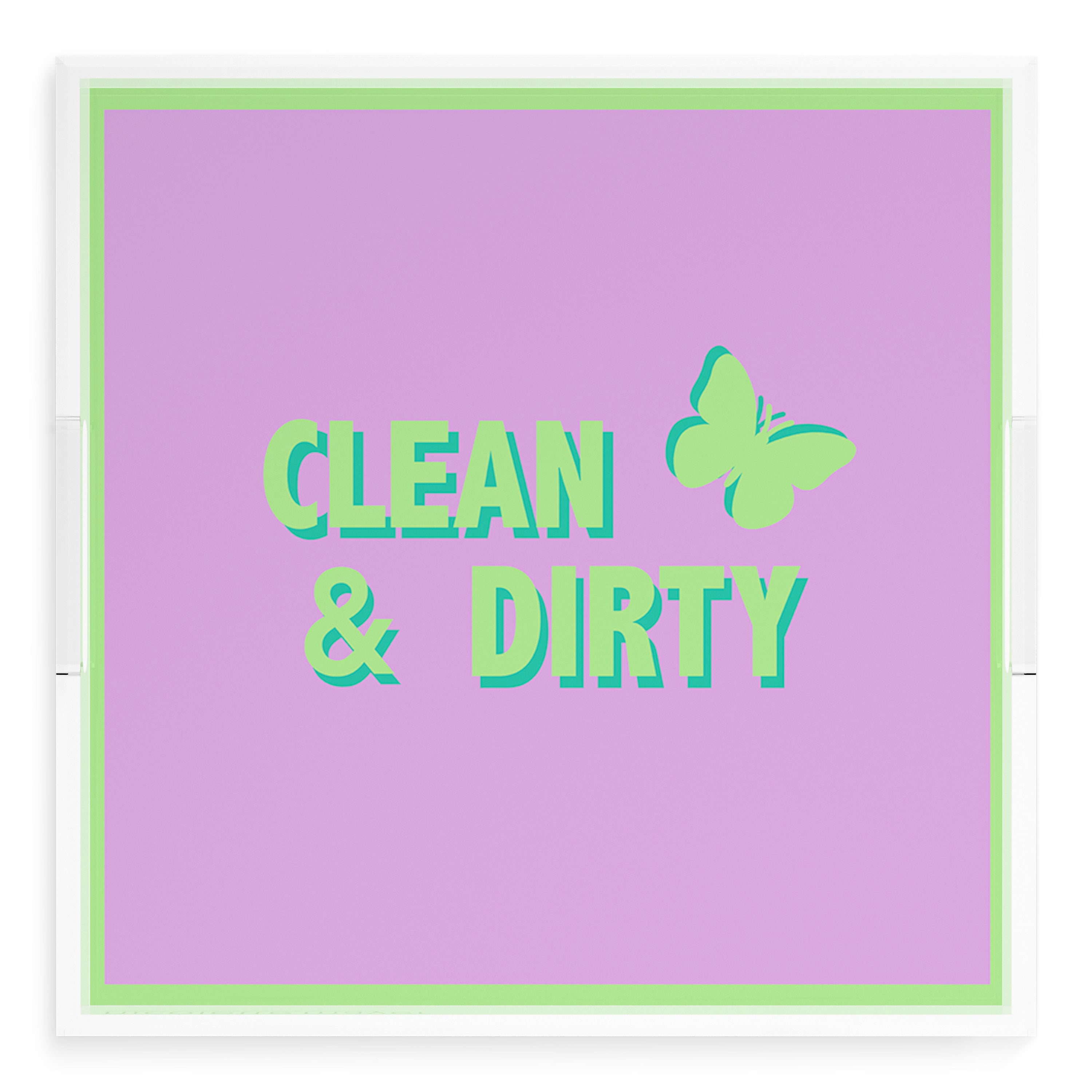 Canasta Clean and Dirty Lime Lilac 18X18 Acrylic Tray - nicolettemayer.com
