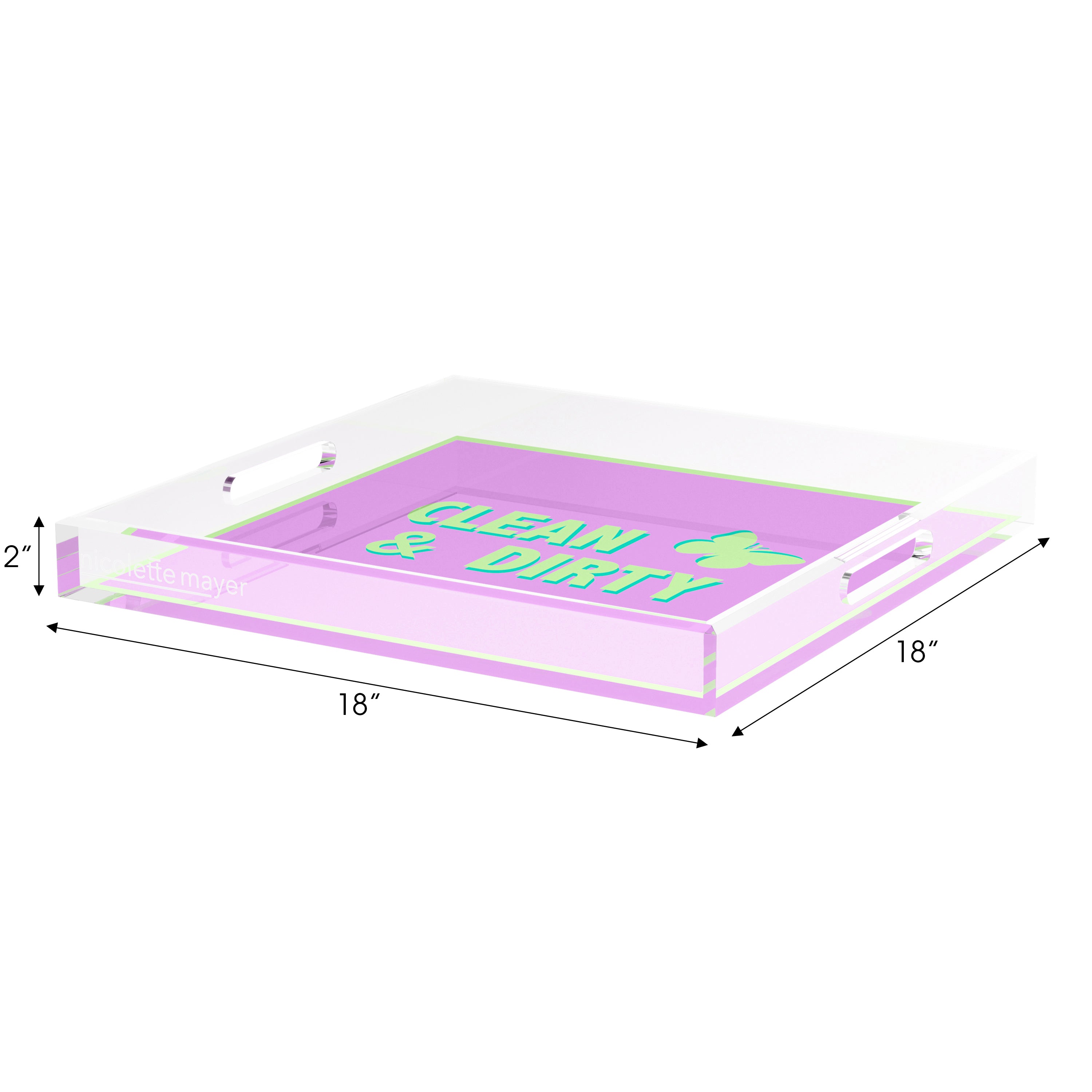 Canasta Clean and Dirty Lime Lilac Set of 3 Acrylic Tray - nicolettemayer.com