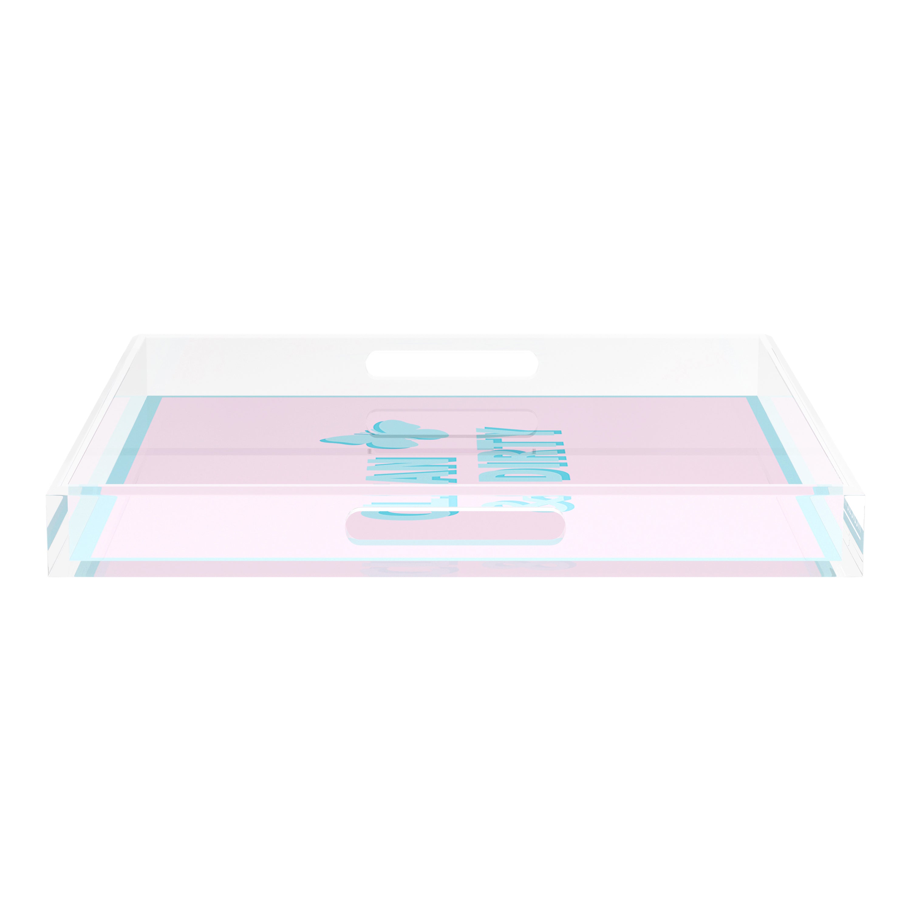Canasta Clean and Dirty Pale Pink Blue 18X18 Acrylic Tray - nicolettemayer.com
