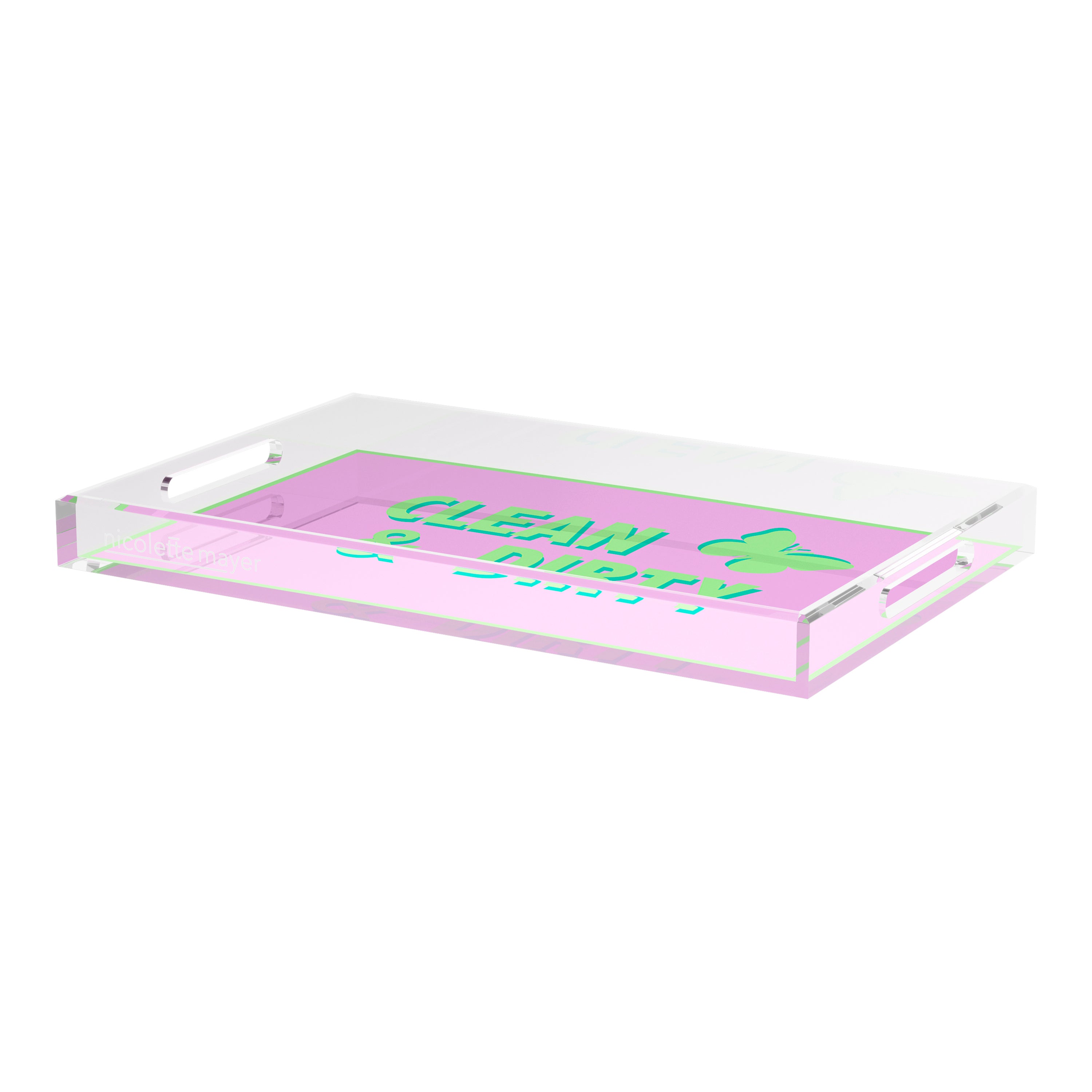 Canasta Clean and Dirty Lime Lilac 22.5x14.5 Acrylic Tray - nicolettemayer.com