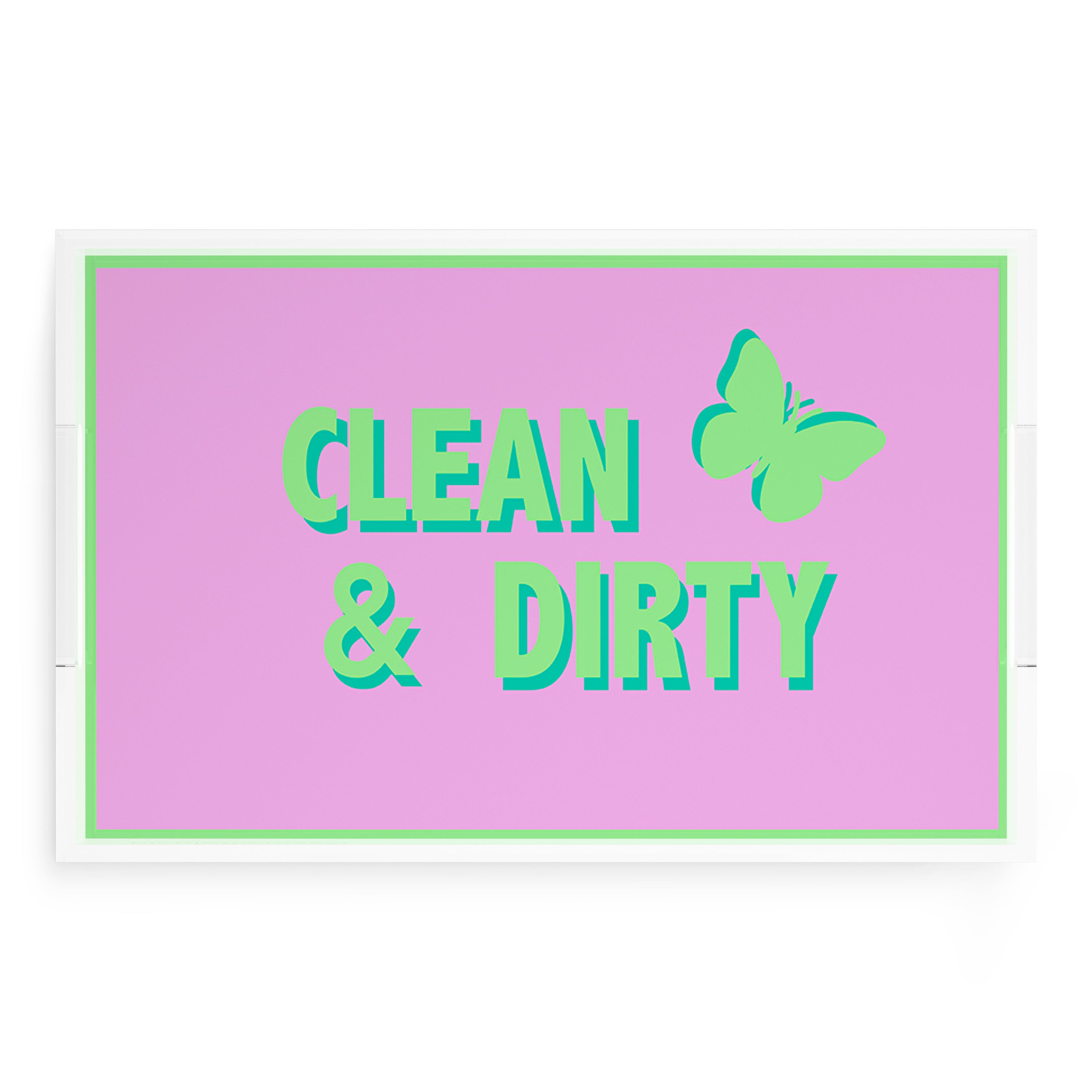 Canasta Clean and Dirty Lime Lilac 22.5x14.5 Acrylic Tray - nicolettemayer.com