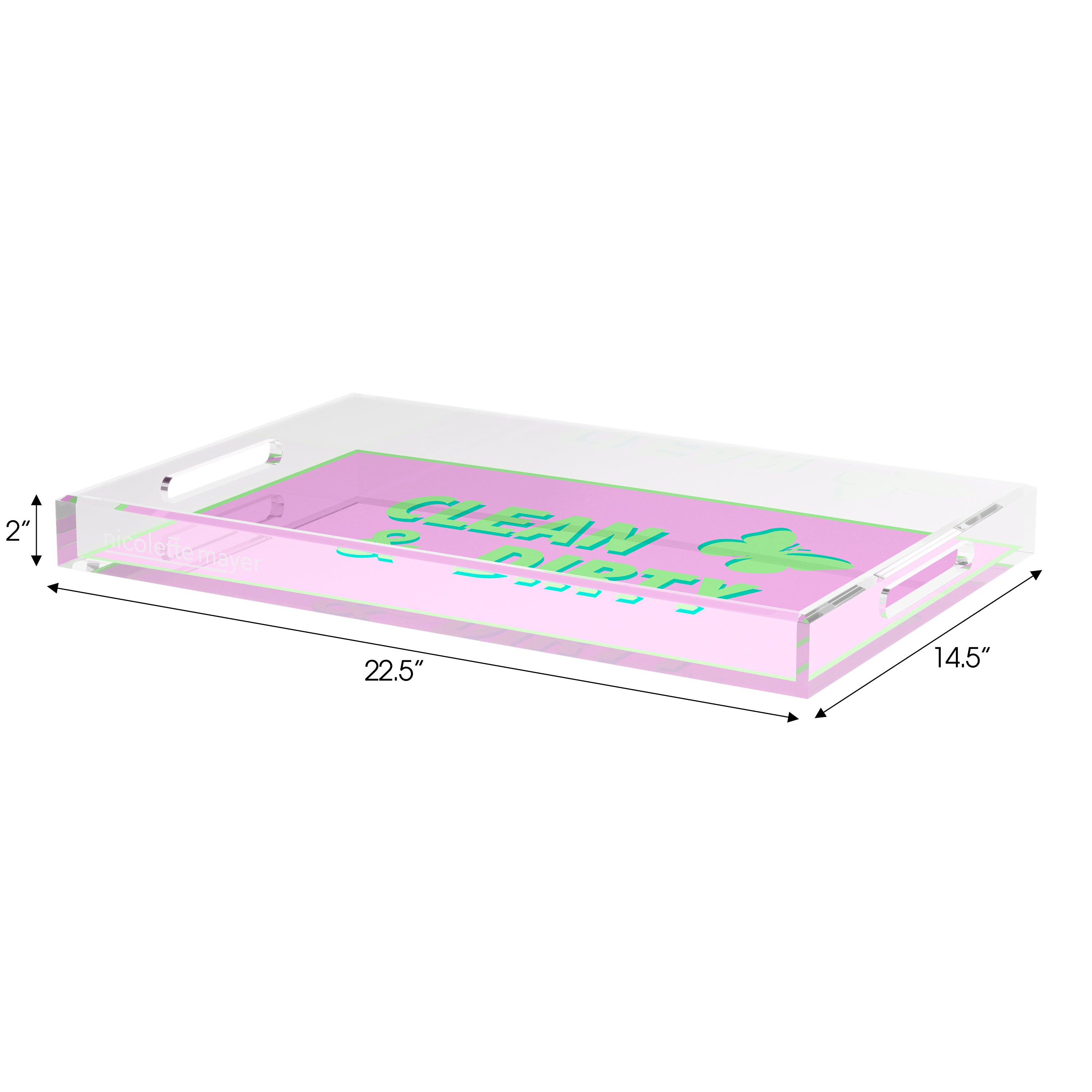 Canasta Clean and Dirty Lime Lilac Set of 3 Acrylic Tray - nicolettemayer.com