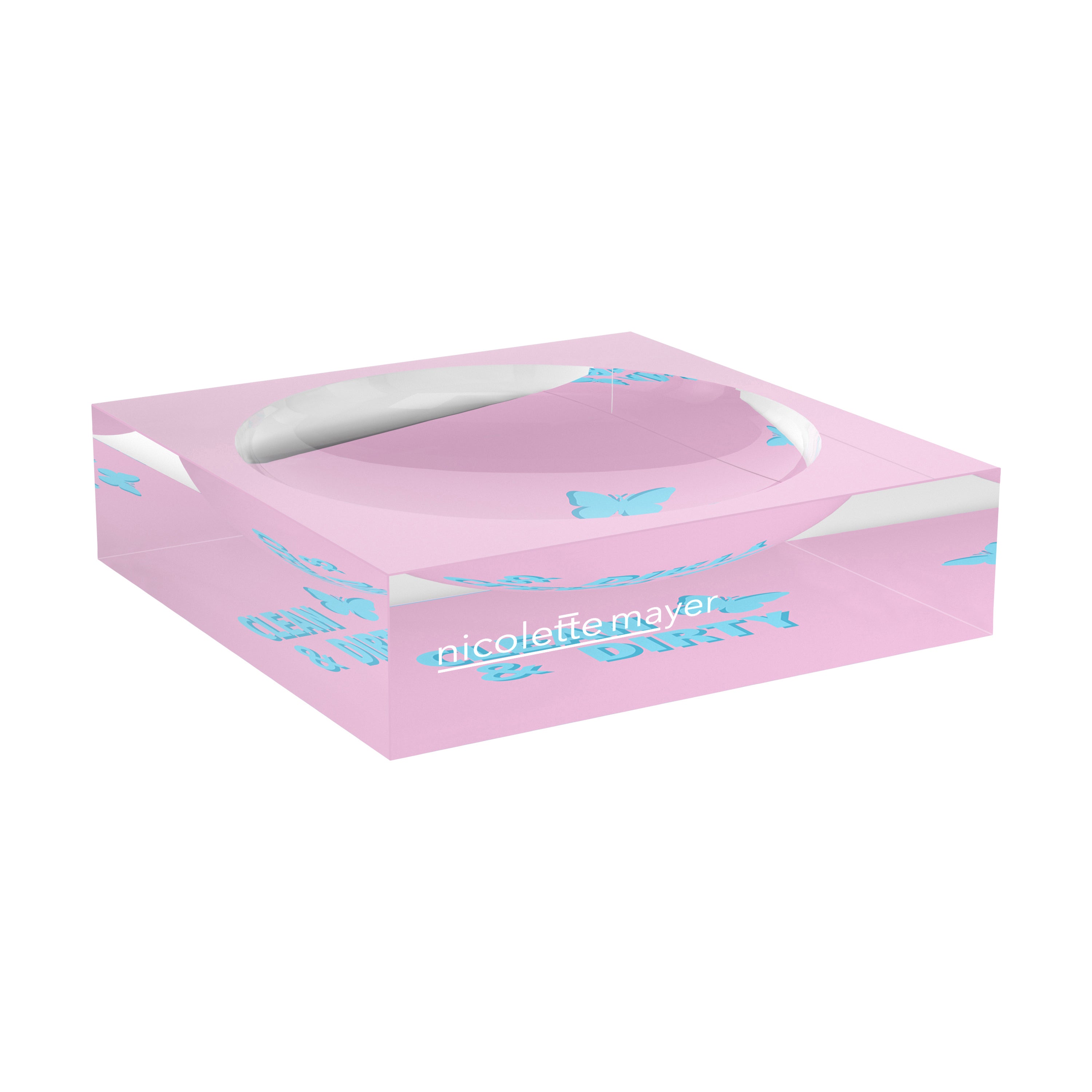 Canasta Clean And Dirty Pale Pink Blue Candy Catchall Dish
