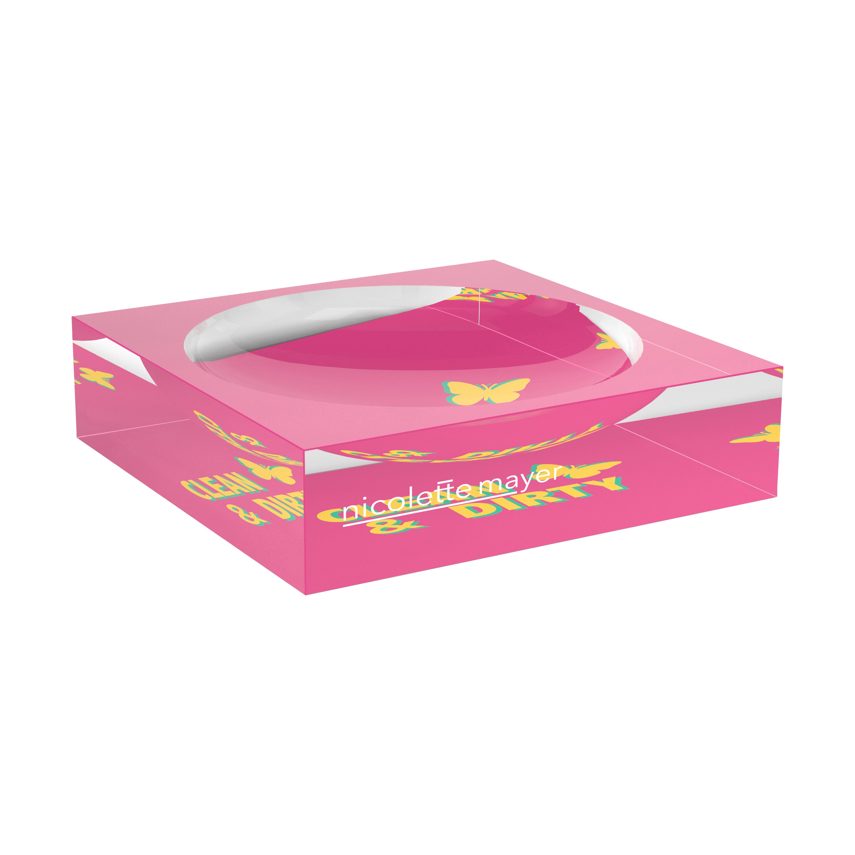 Canasta Clean And Dirty Pink Yellow Candy Catchall Dish