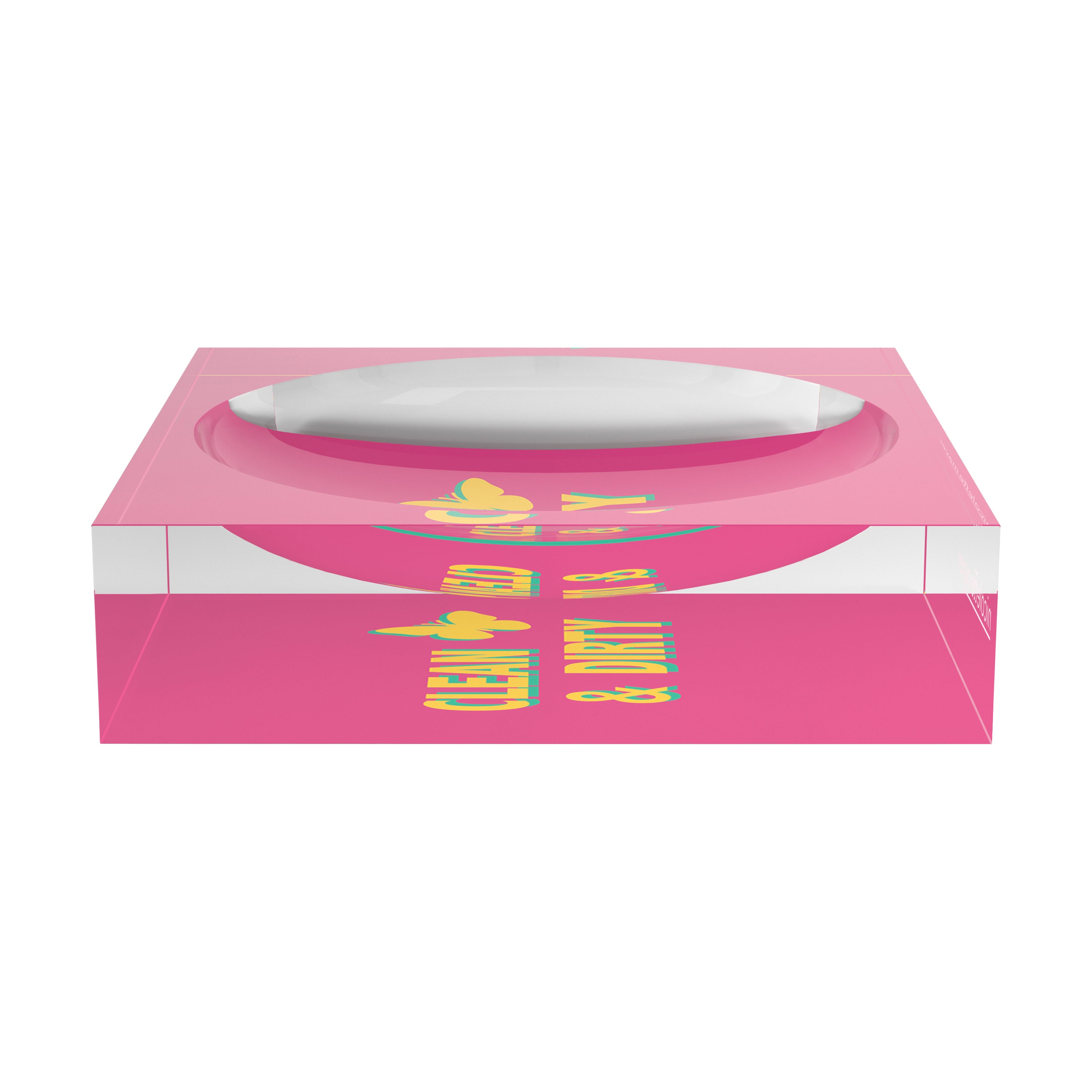 Canasta Clean And Dirty Pink Yellow Candy Catchall Dish