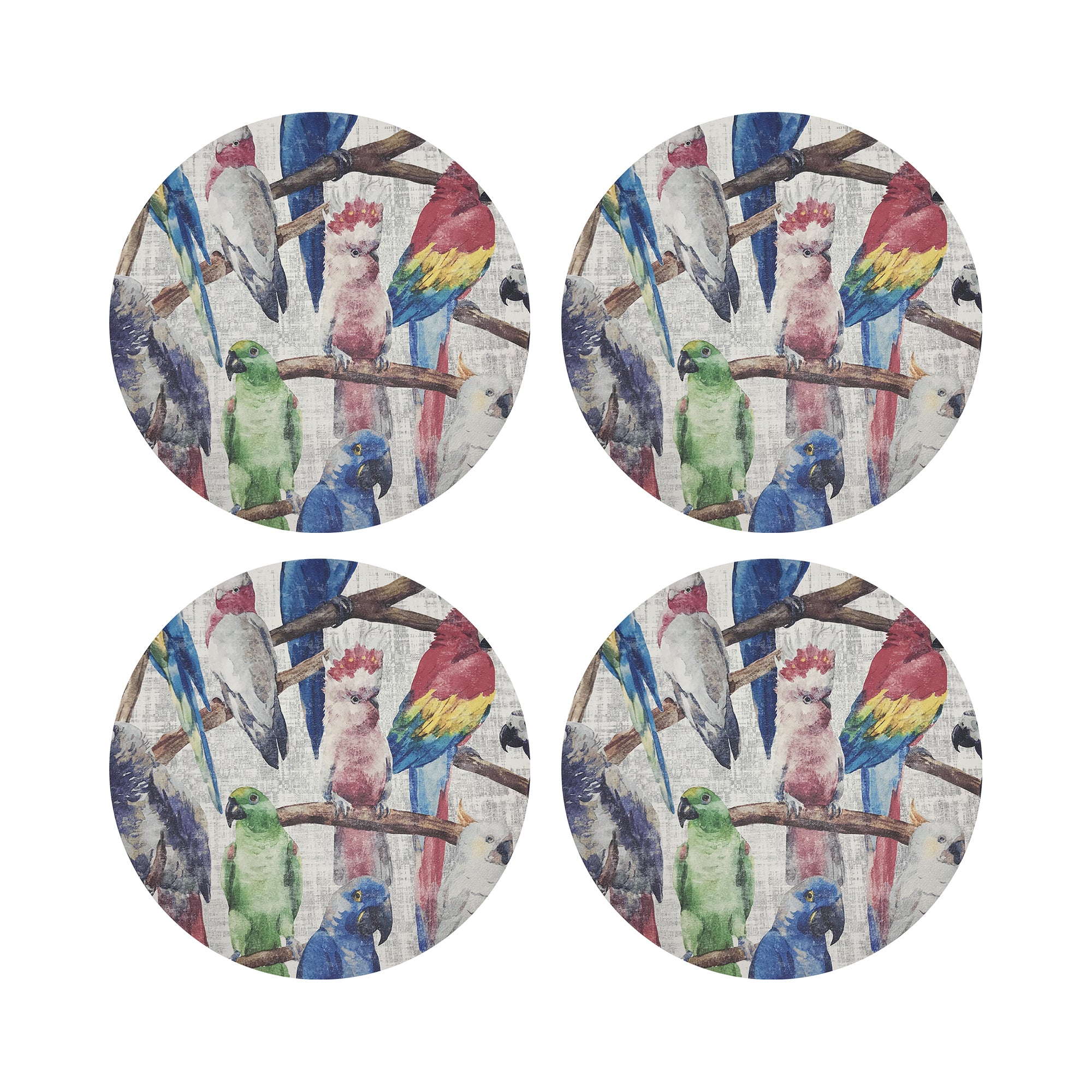 Cockatoo Fantasia 16" Round Pebble Placemat, Set Of 4 - nicolettemayer.com