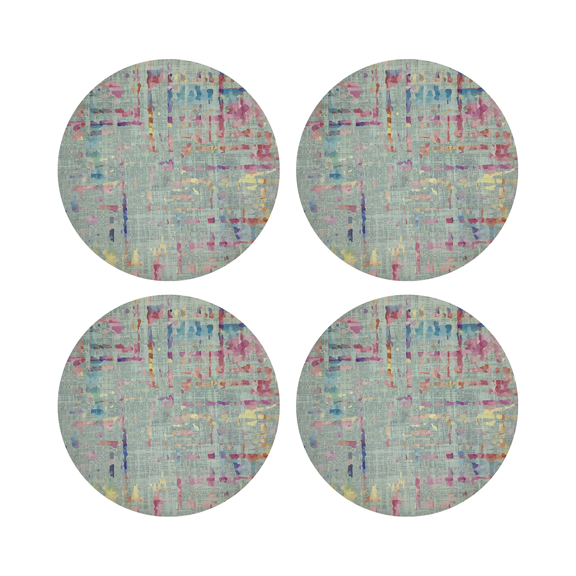Coco Mint 16" Round Pebble Placemats, Set of 4 - nicolettemayer.com