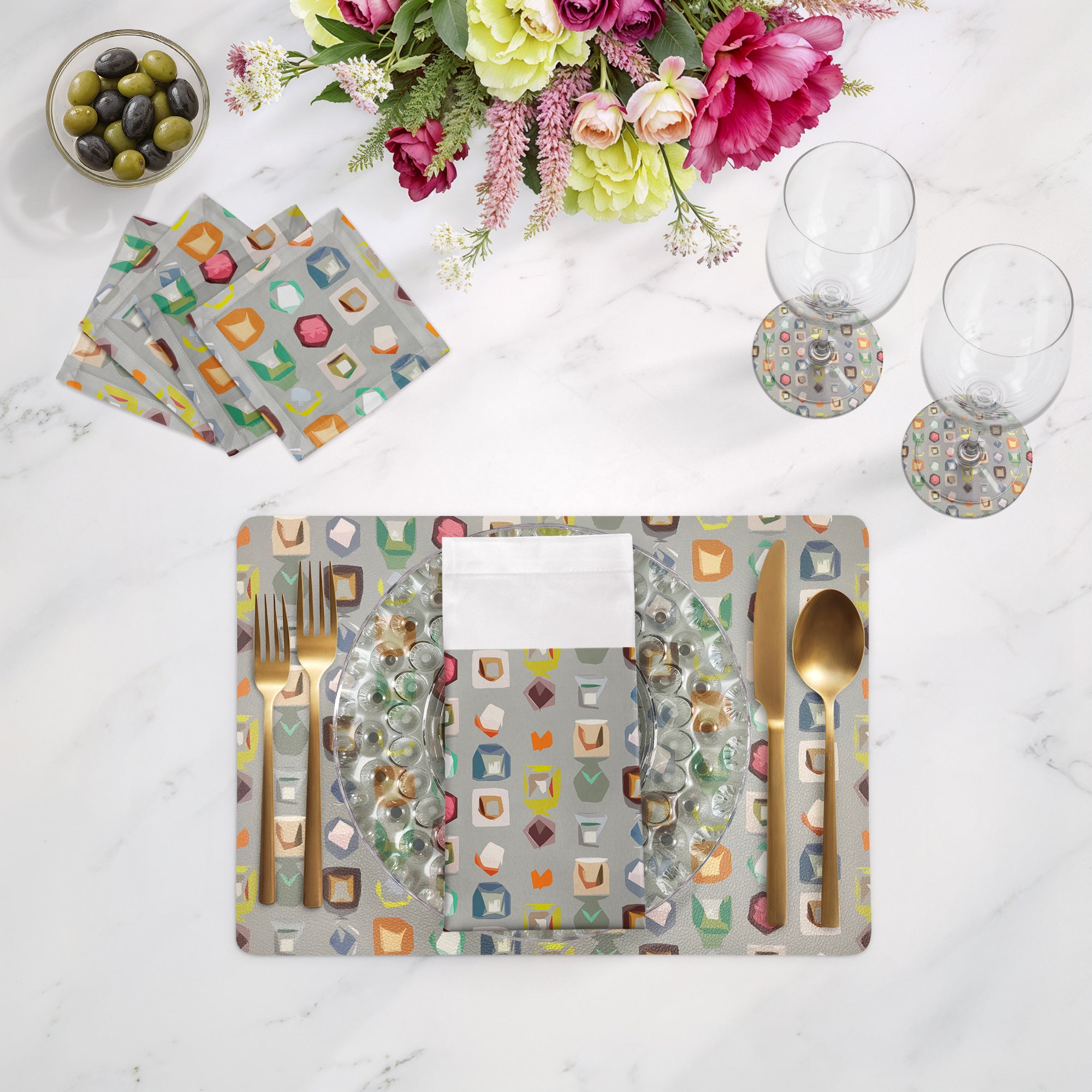 Sets de table rectangulaires en galets Color Pop 17,5 x 12 po