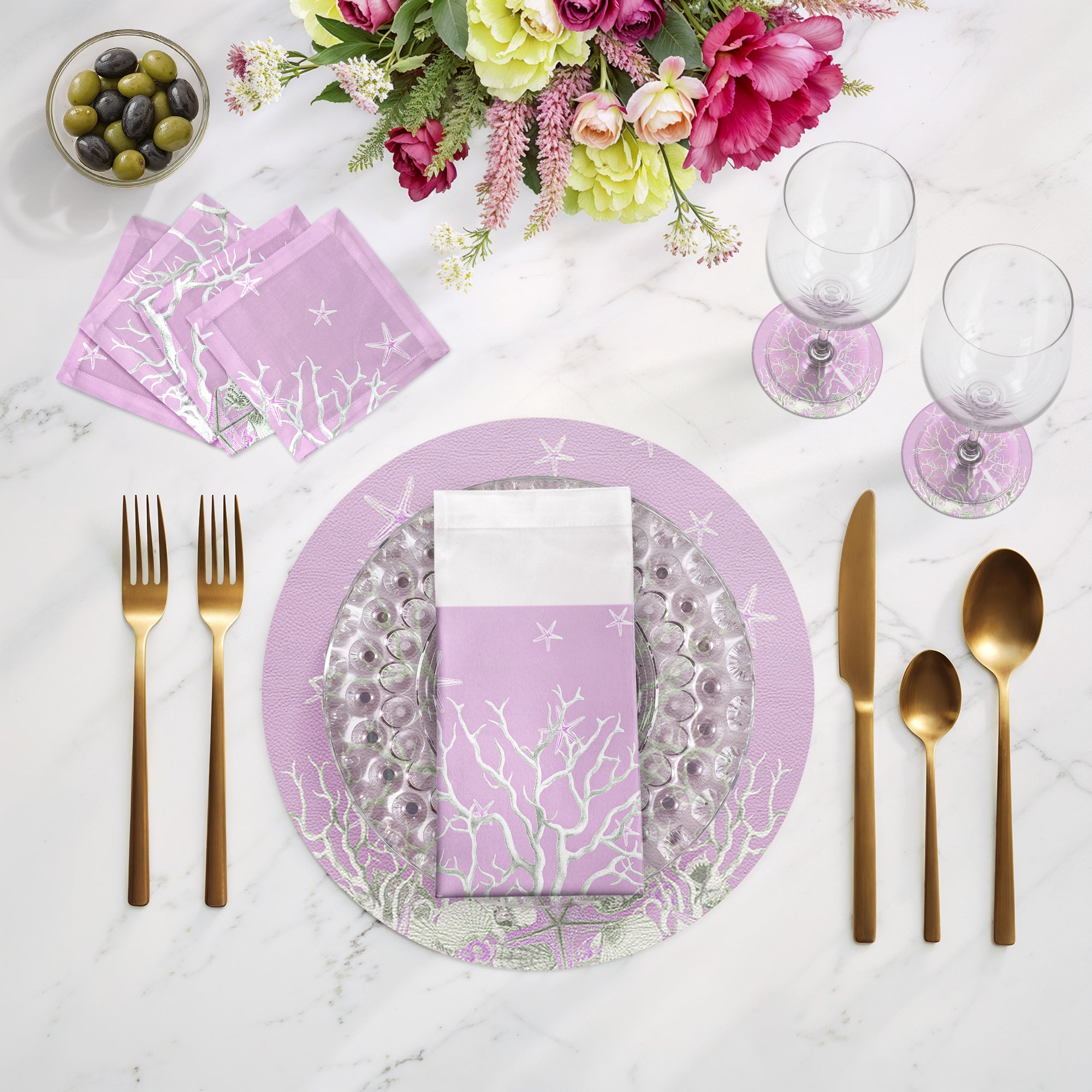 Coral Reef Pink 16" Round Pebble Placemats, Set of 4 - nicolettemayer.com