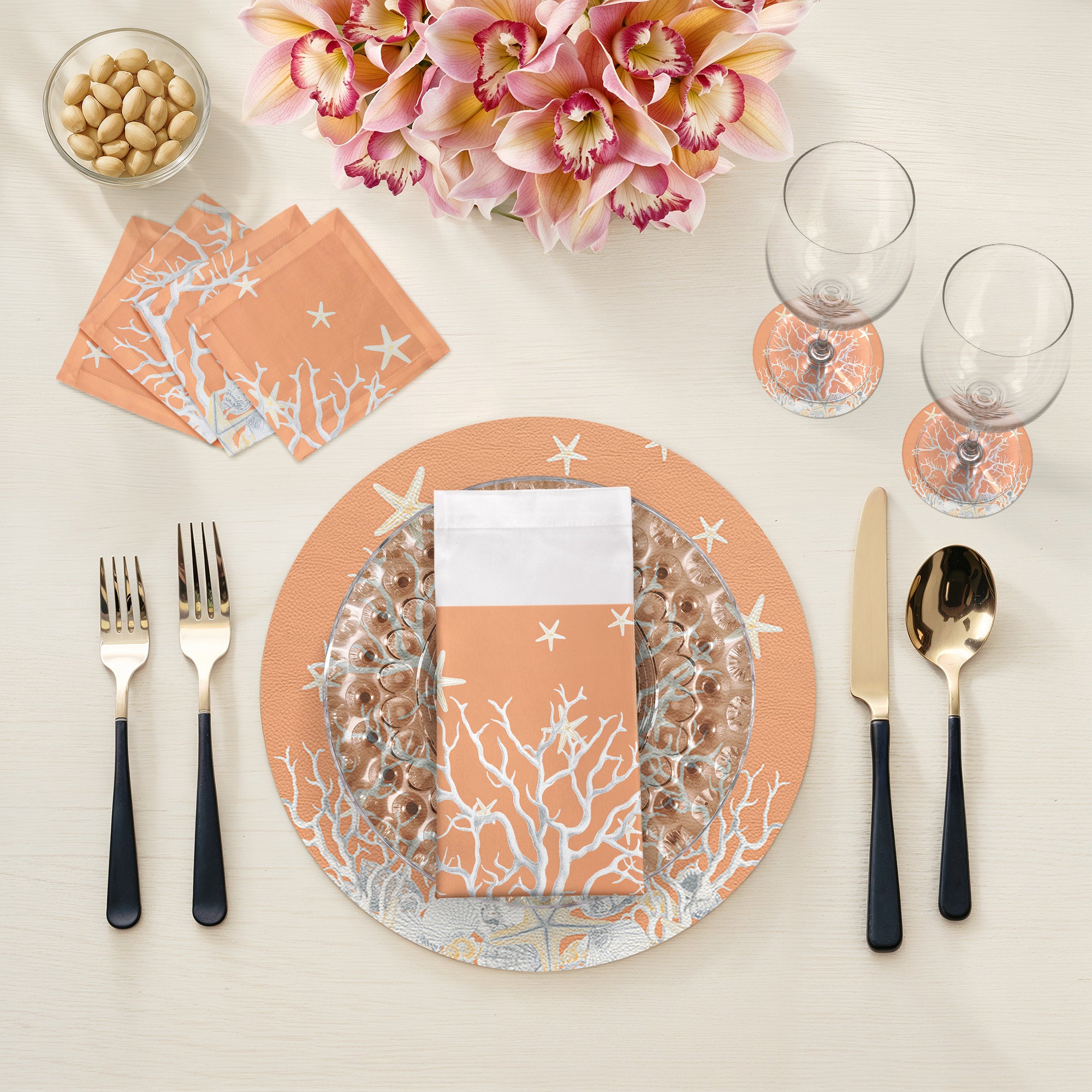Coral Reef Peach 16" Round Pebble Placemats, Set of 4 - nicolettemayer.com