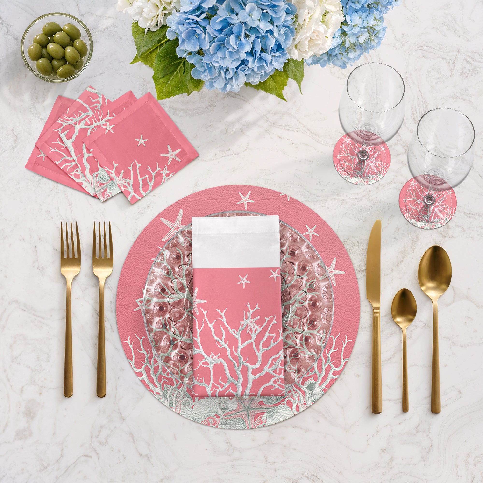 Coral Reef Pink 16" Round Pebble Placemats, Set of 4 - nicolettemayer.com