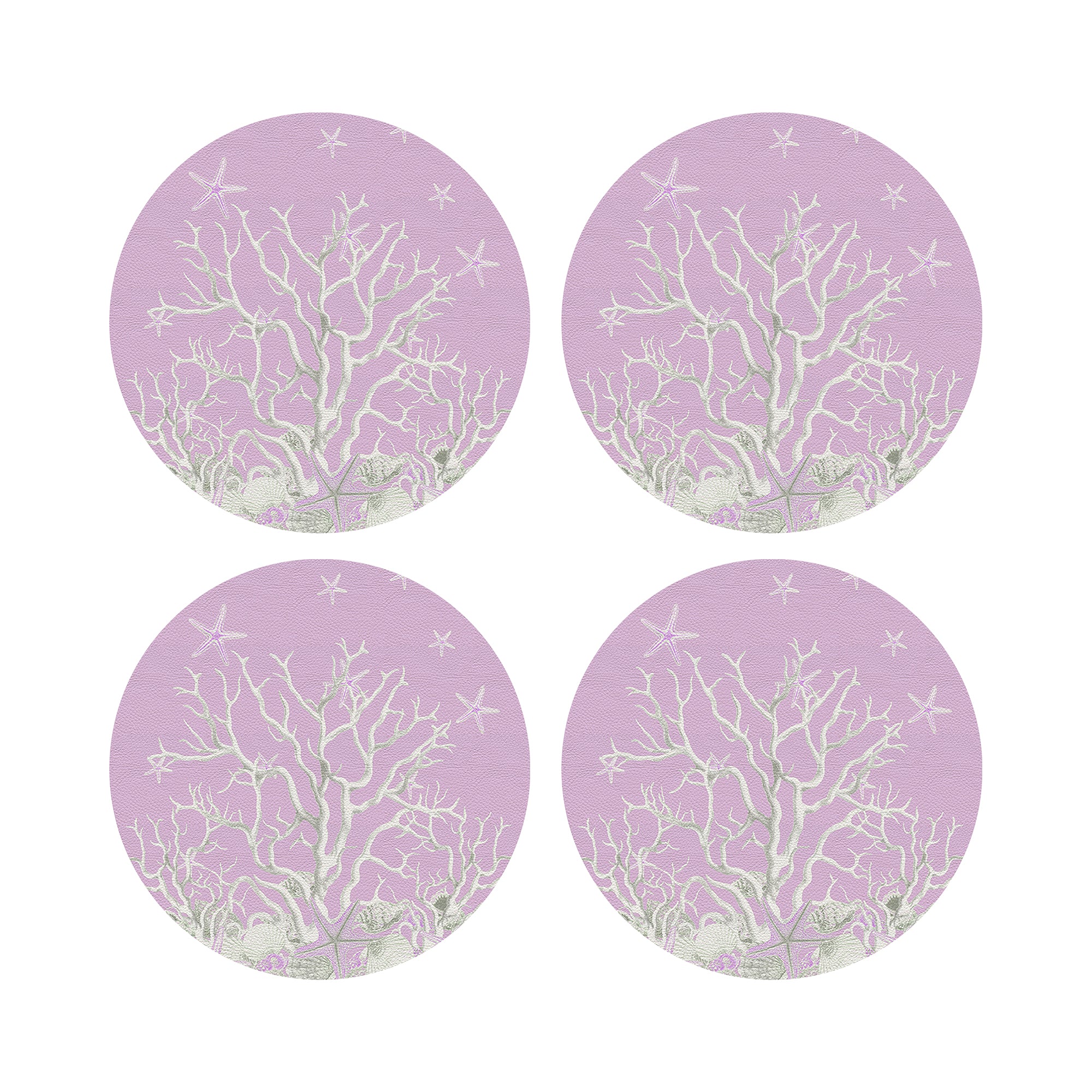 Coral Branch Pink 16" Round Pebble Placemats, Set of 4 - nicolettemayer.com