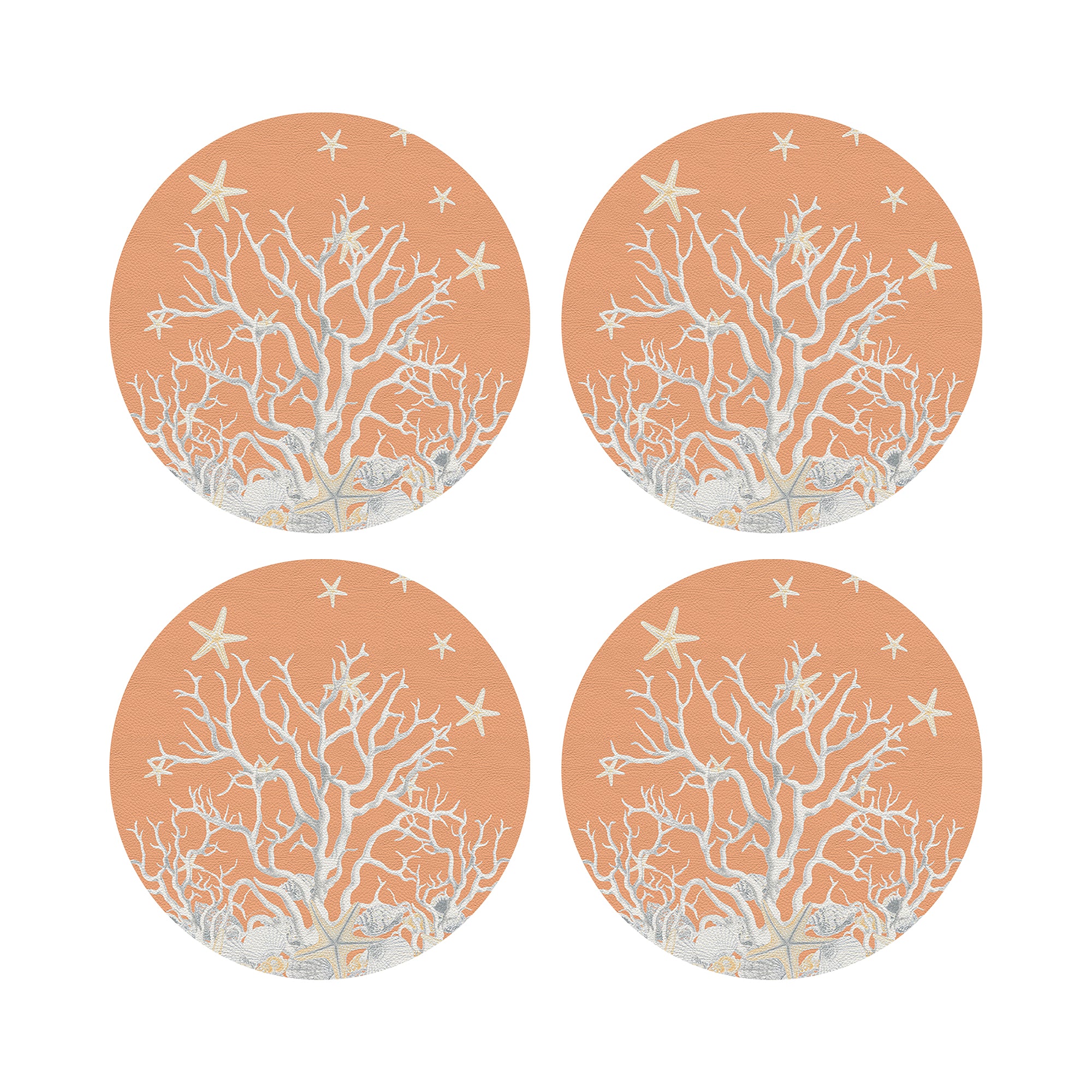 Coral Branch Peach 16" Round Pebble Placemats, Set of 4 - nicolettemayer.com