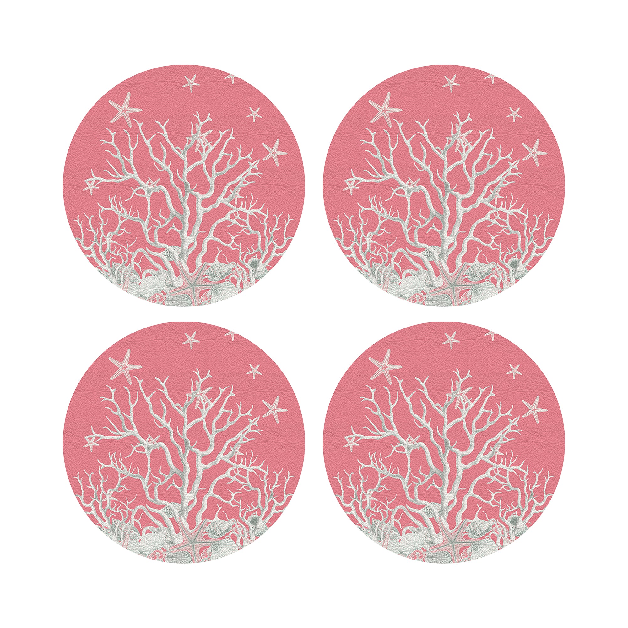 Coral Branch Pink 16" Round Pebble Placemats, Set of 4 - nicolettemayer.com