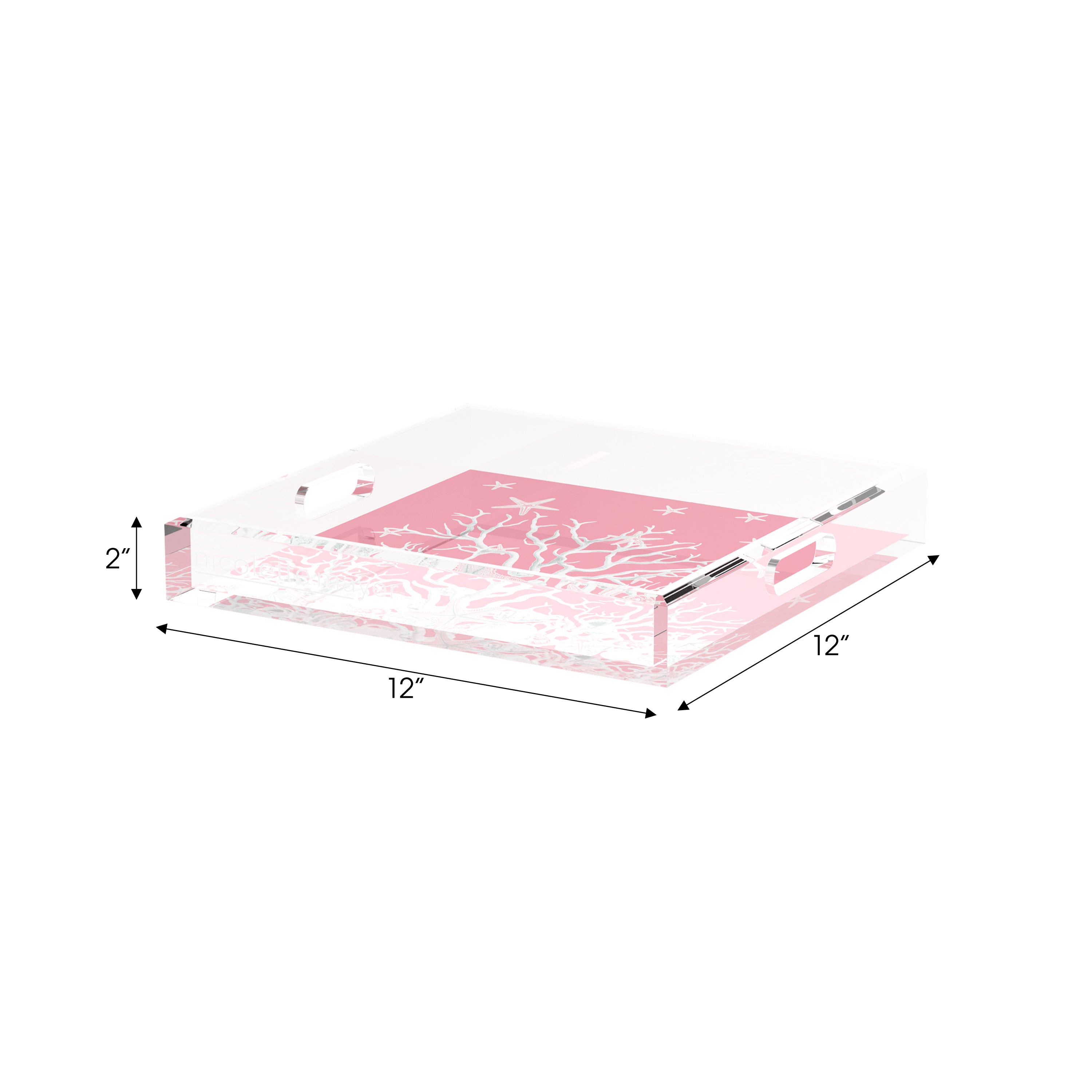 Coral Reef Pink 12X12 Acrylic Tray - nicolettemayer.com