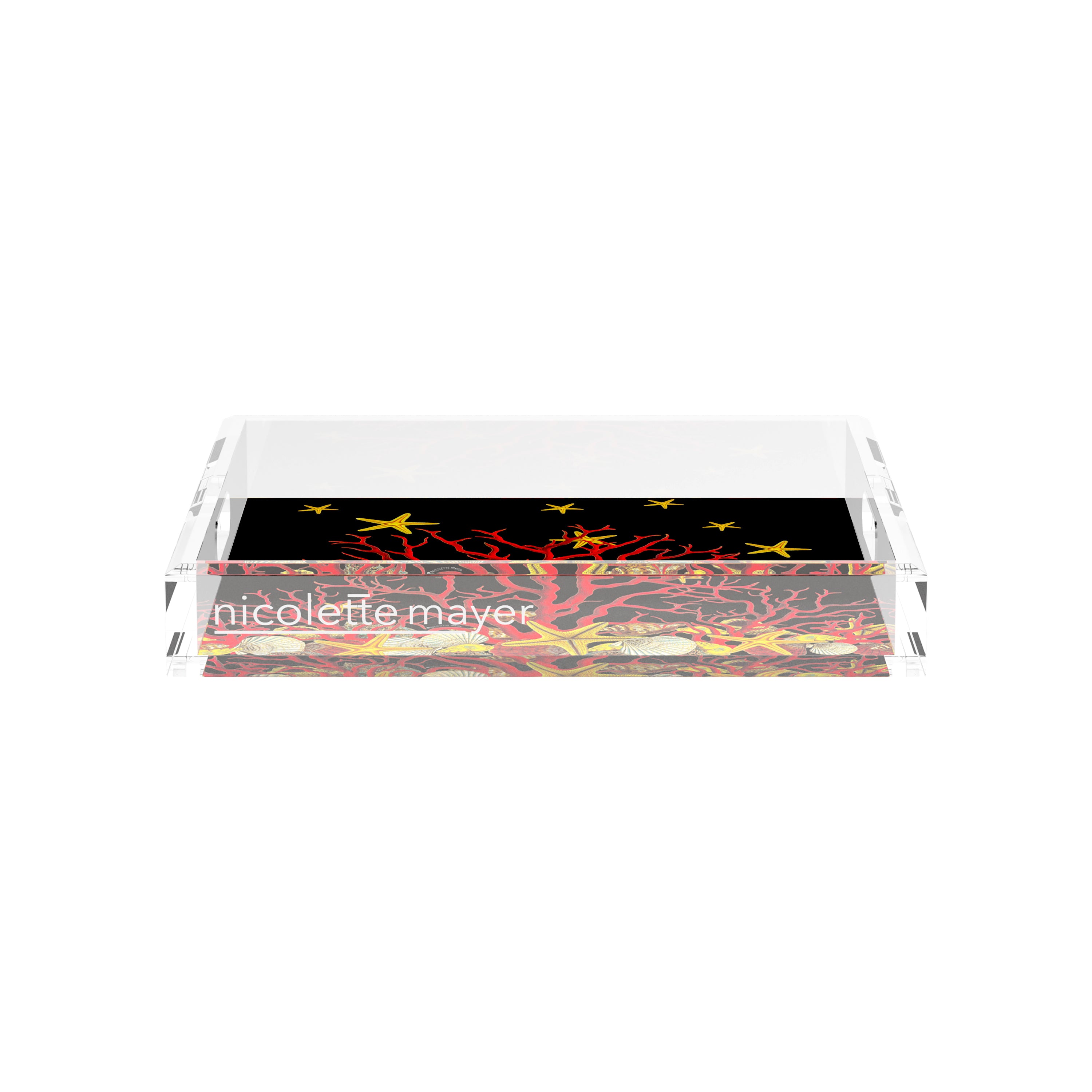 Coral Reef Solid Black 12X12 Acrylic Tray - nicolettemayer.com