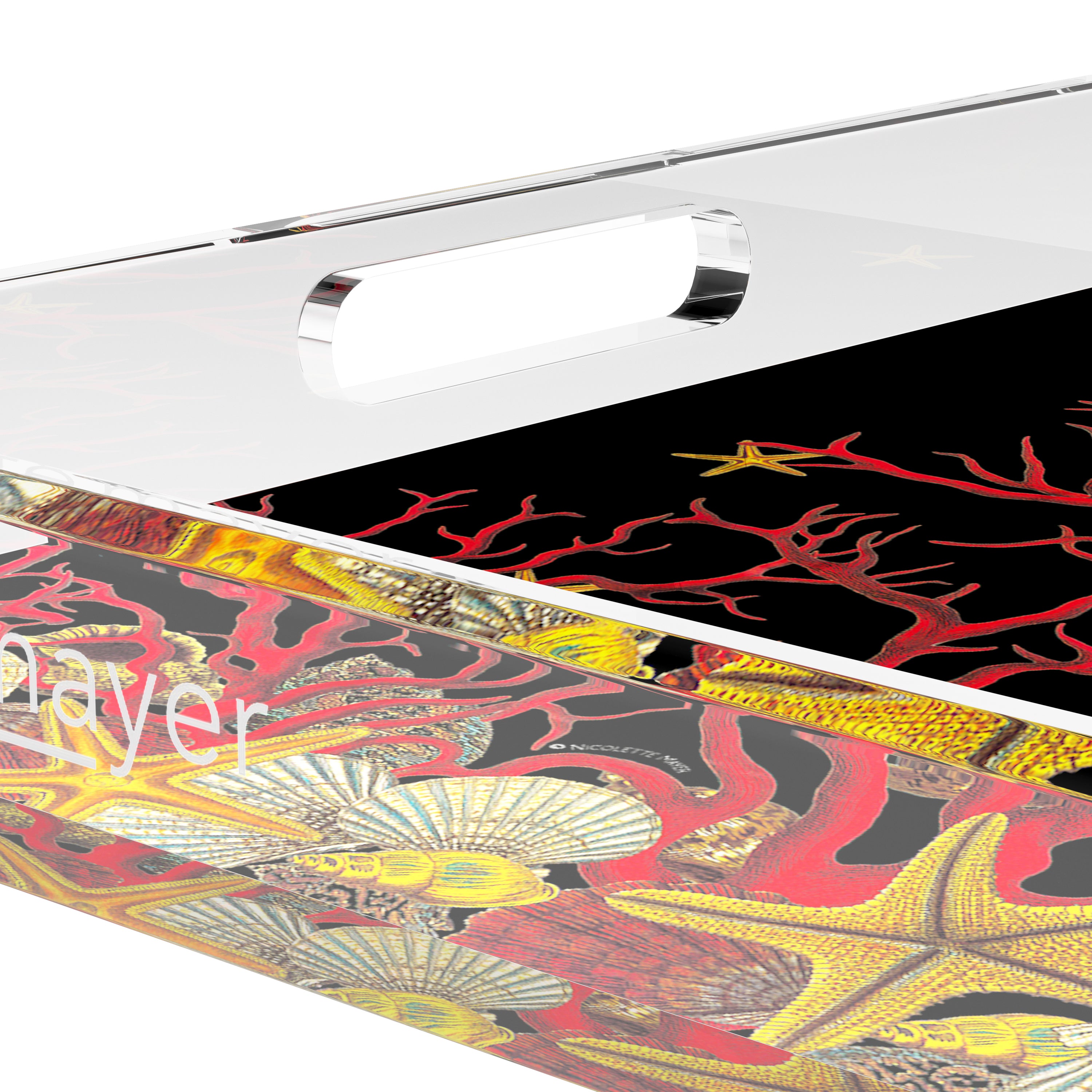 Coral Reef Solid Black 12X12 Acrylic Tray - nicolettemayer.com
