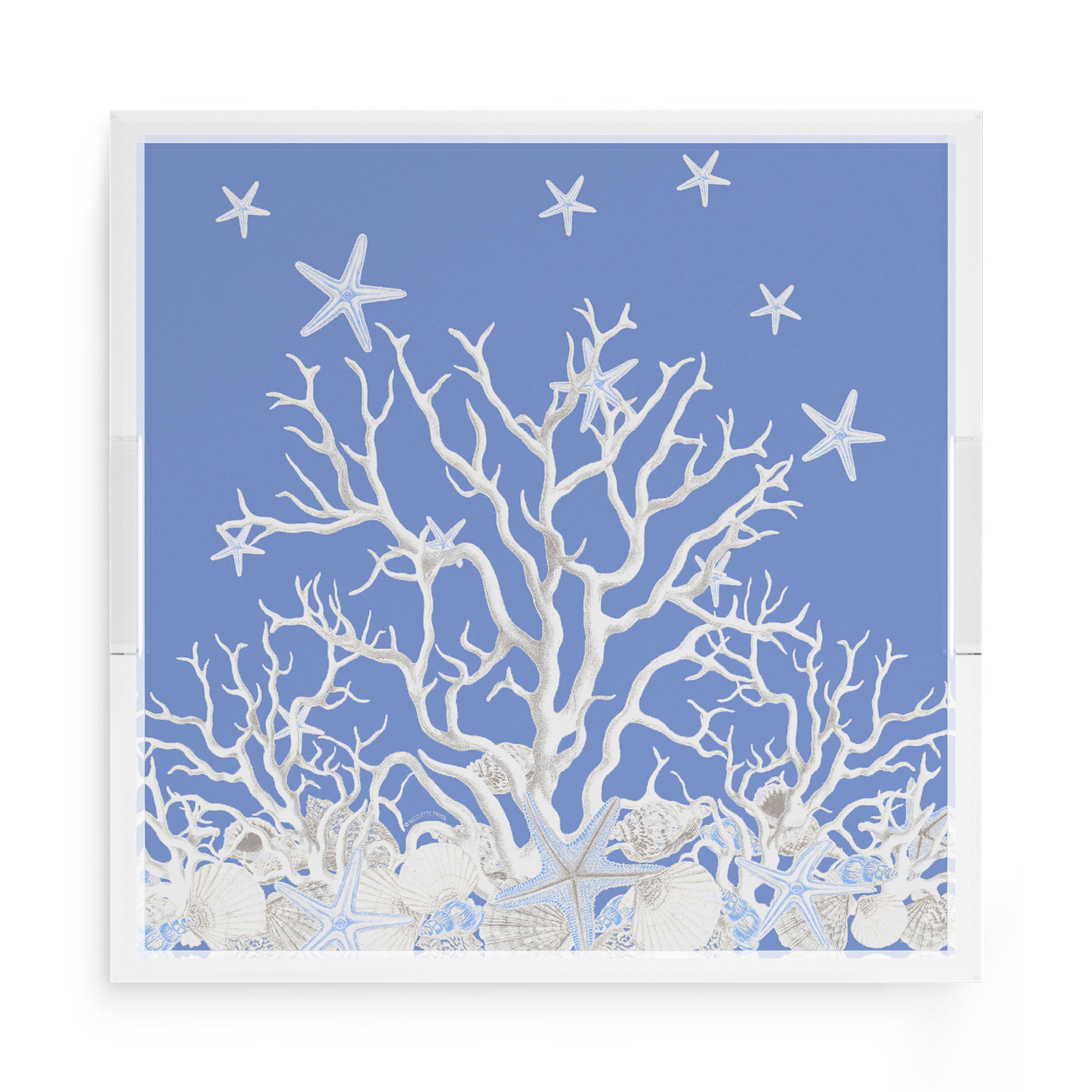 Coral Reef Blue 15X15 Acrylic Tray - nicolettemayer.com
