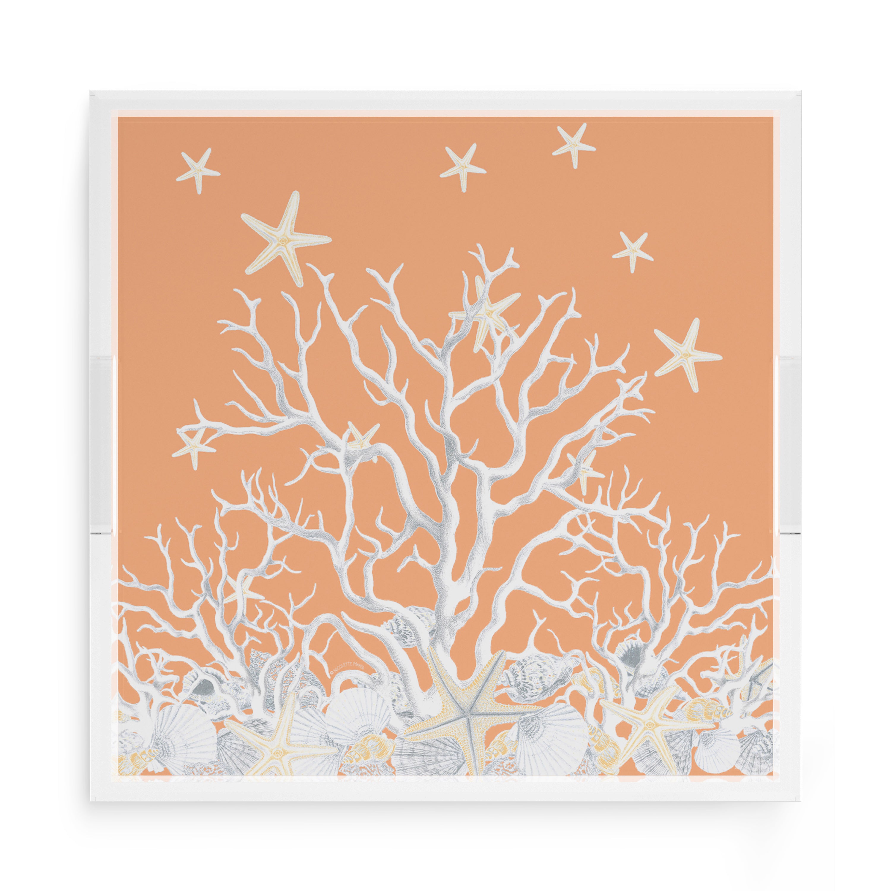 Coral Reef Peach 15X15 Acrylic Tray - nicolettemayer.com