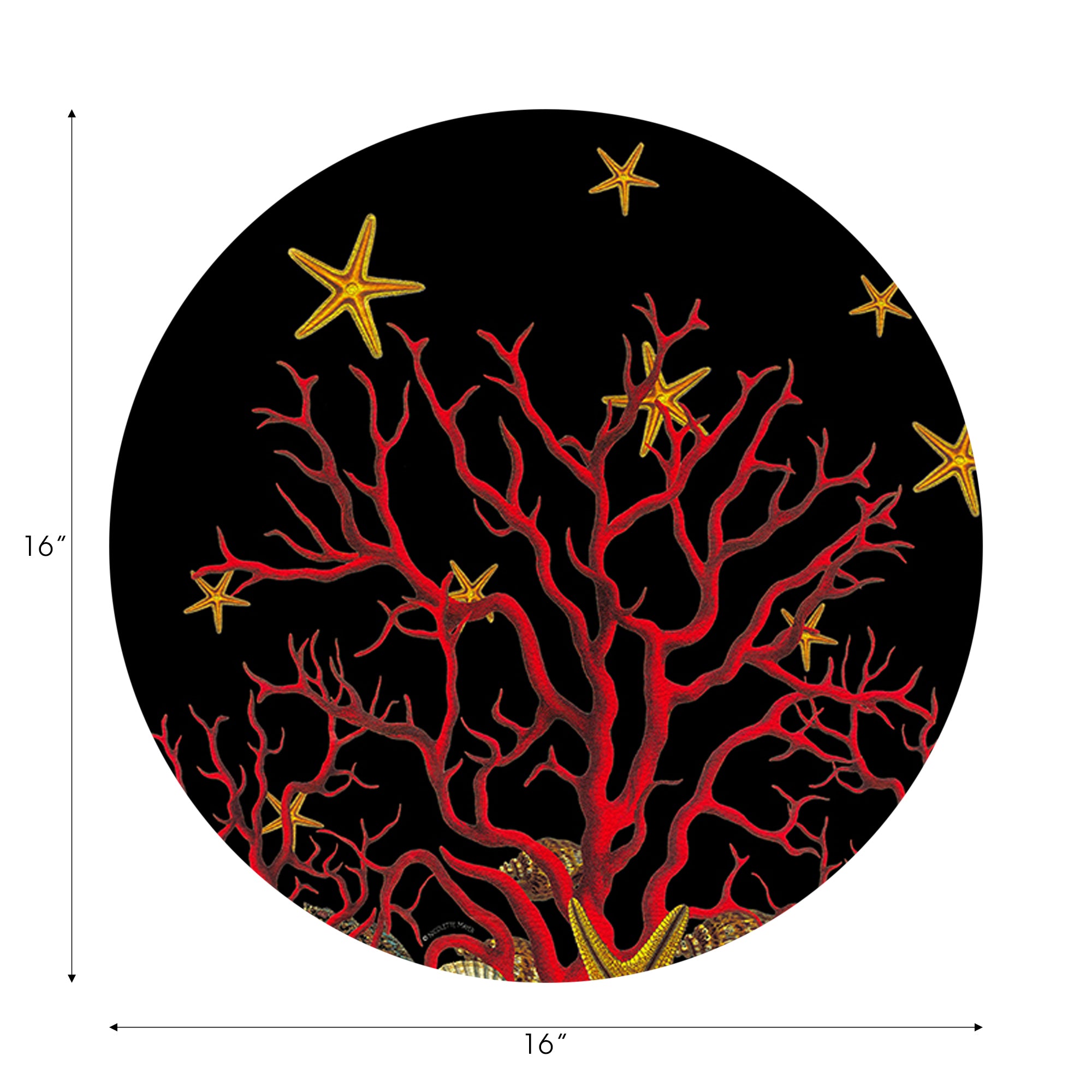Coral Reef Vegan Leather Round Pebble Placemat