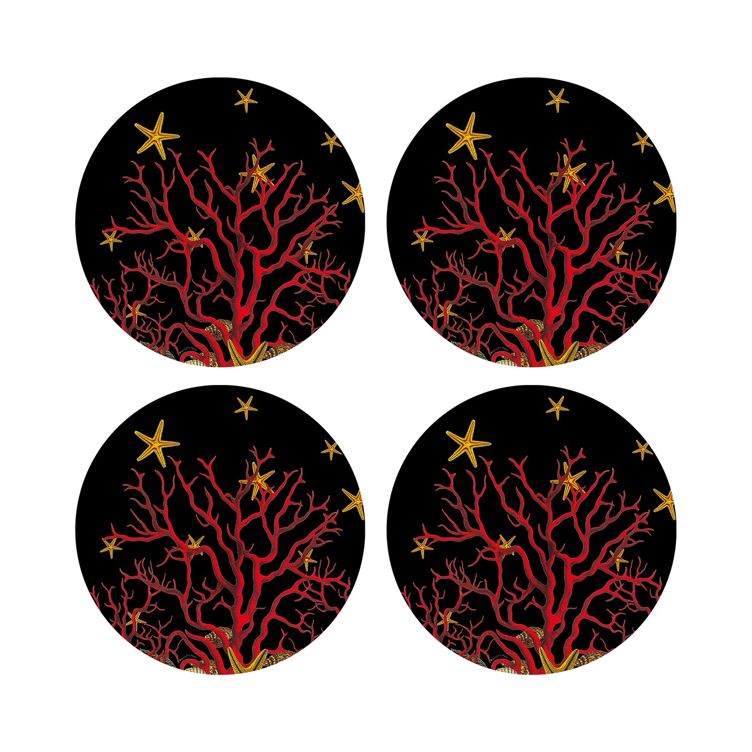Coral Reef Solid Black 16" Round Pebble Placemats, Set of 4 - nicolettemayer.com