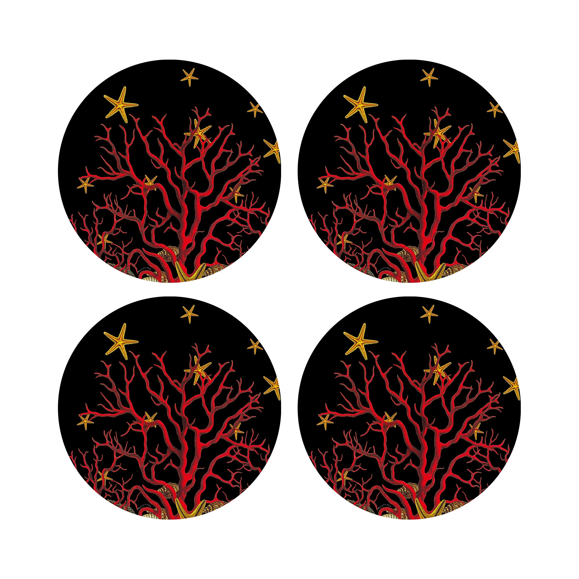 Coral Reef Solid Black 16" Round Pebble Placemats, Set of 4 - nicolettemayer.com