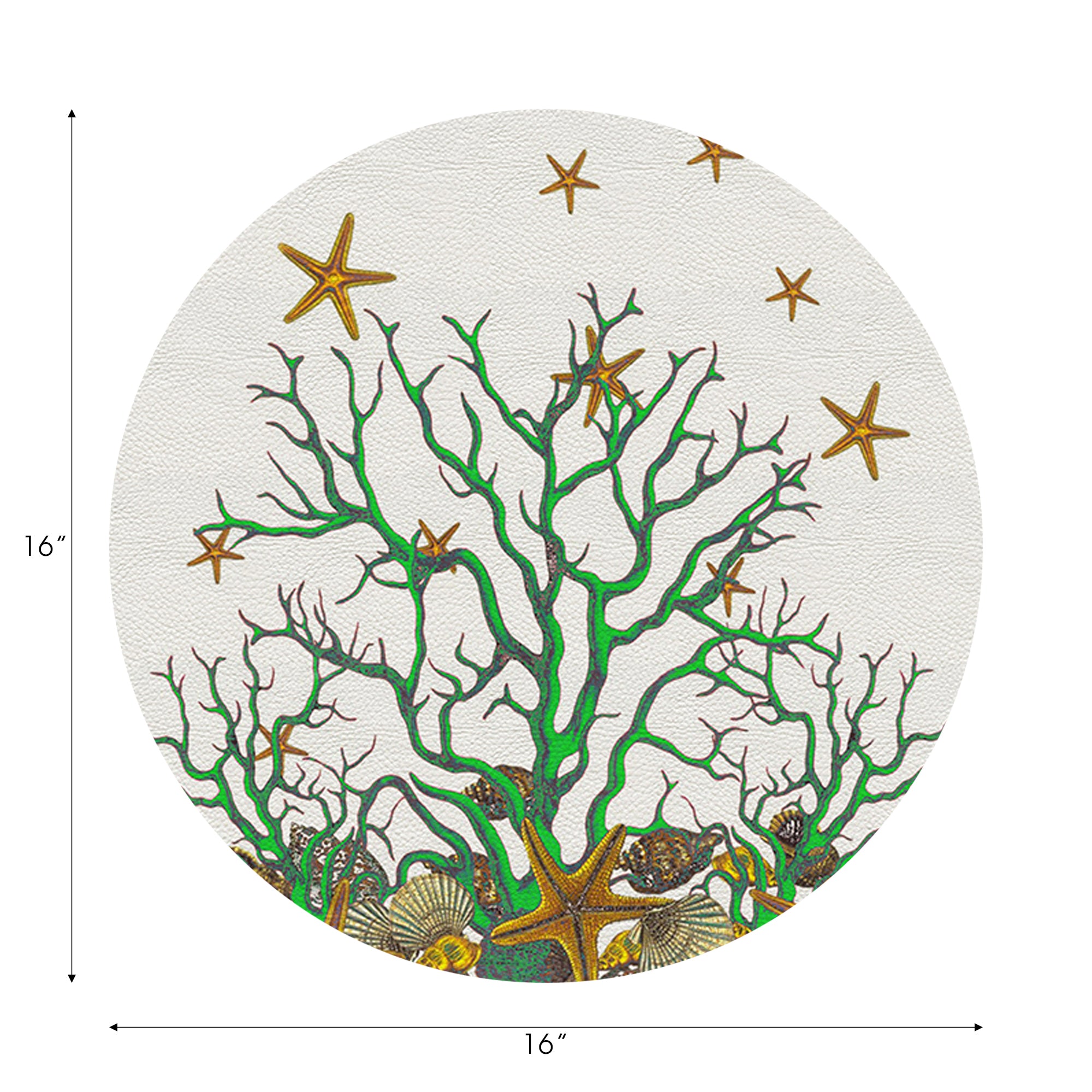 Coral Reef Vegan Leather Round Pebble Placemat