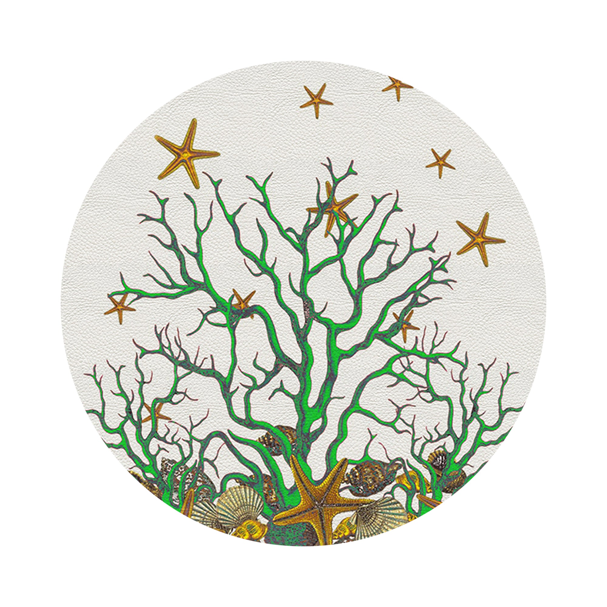 Coral Reef White Green 16" Round Pebble Placemats, Set of 4 - nicolettemayer.com