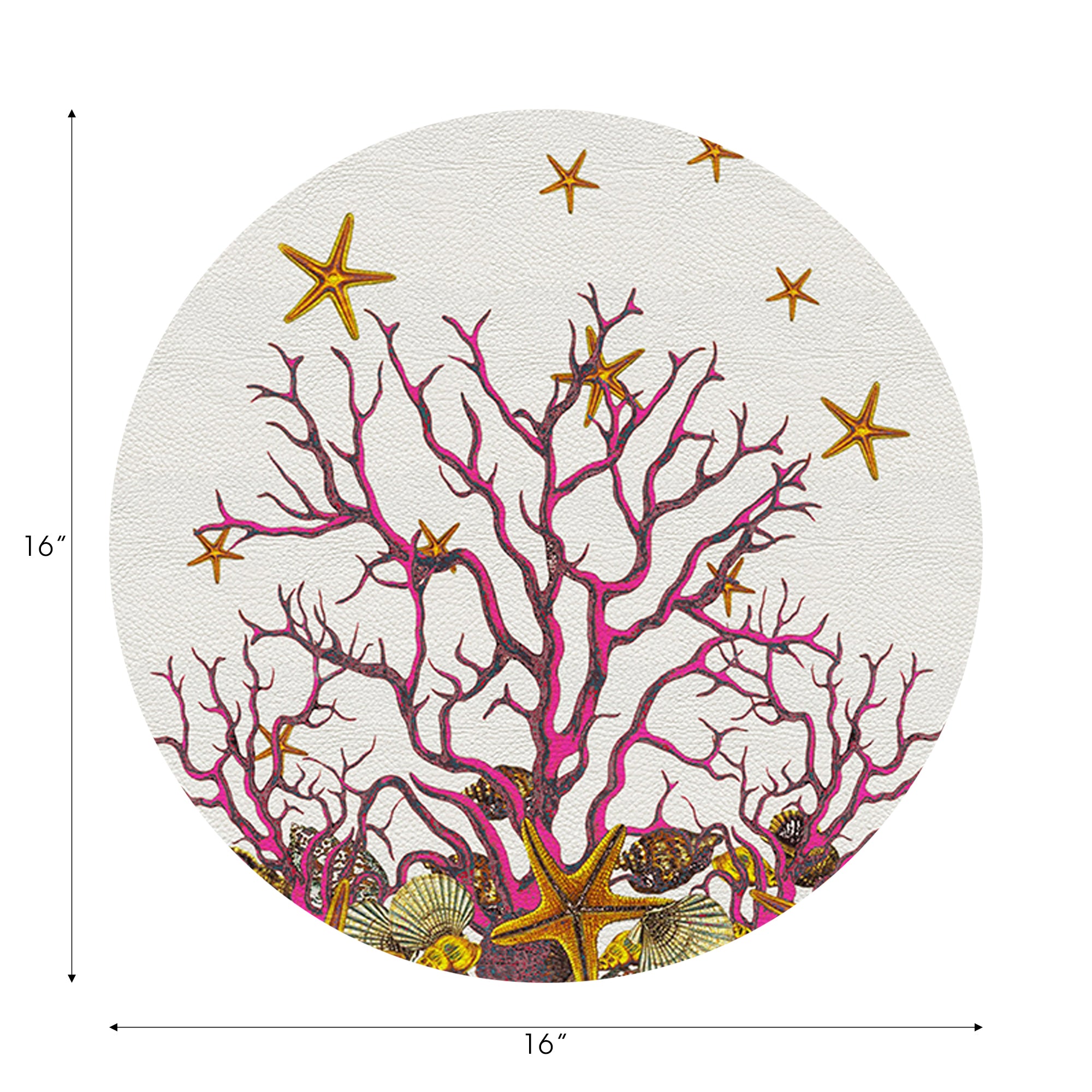 Coral Reef Vegan Leather Round Pebble Placemat