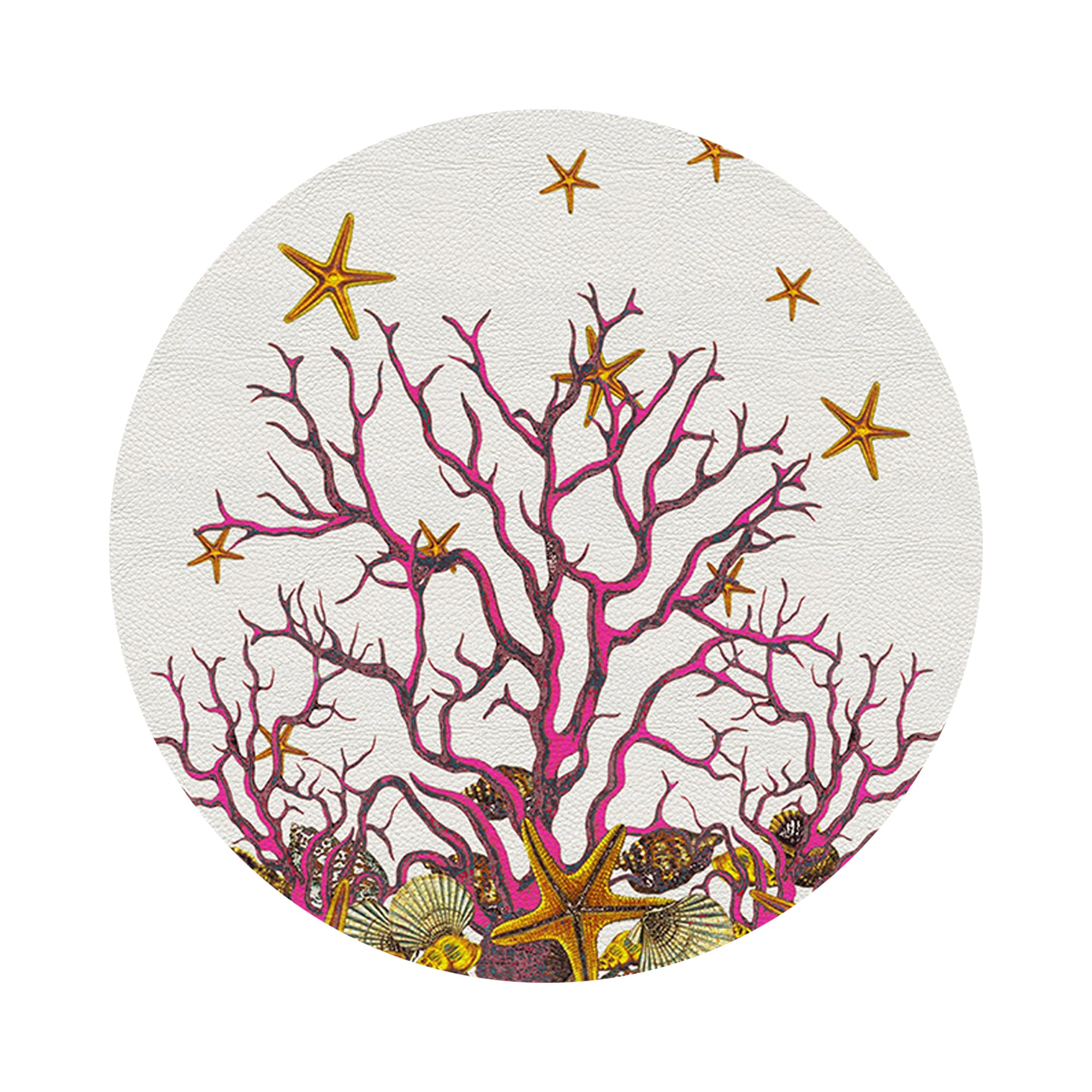 Coral Reef White Pink 16" Round Pebble Placemats, Set of 4 - nicolettemayer.com