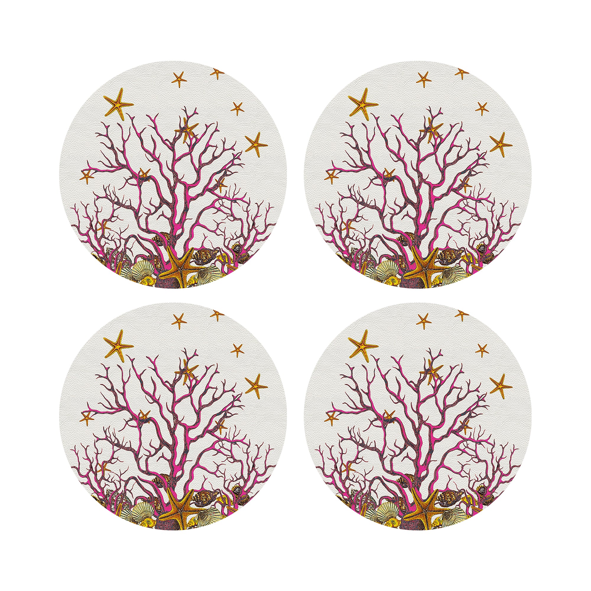 Coral Reef White Pink 16" Round Pebble Placemats, Set of 4 - nicolettemayer.com