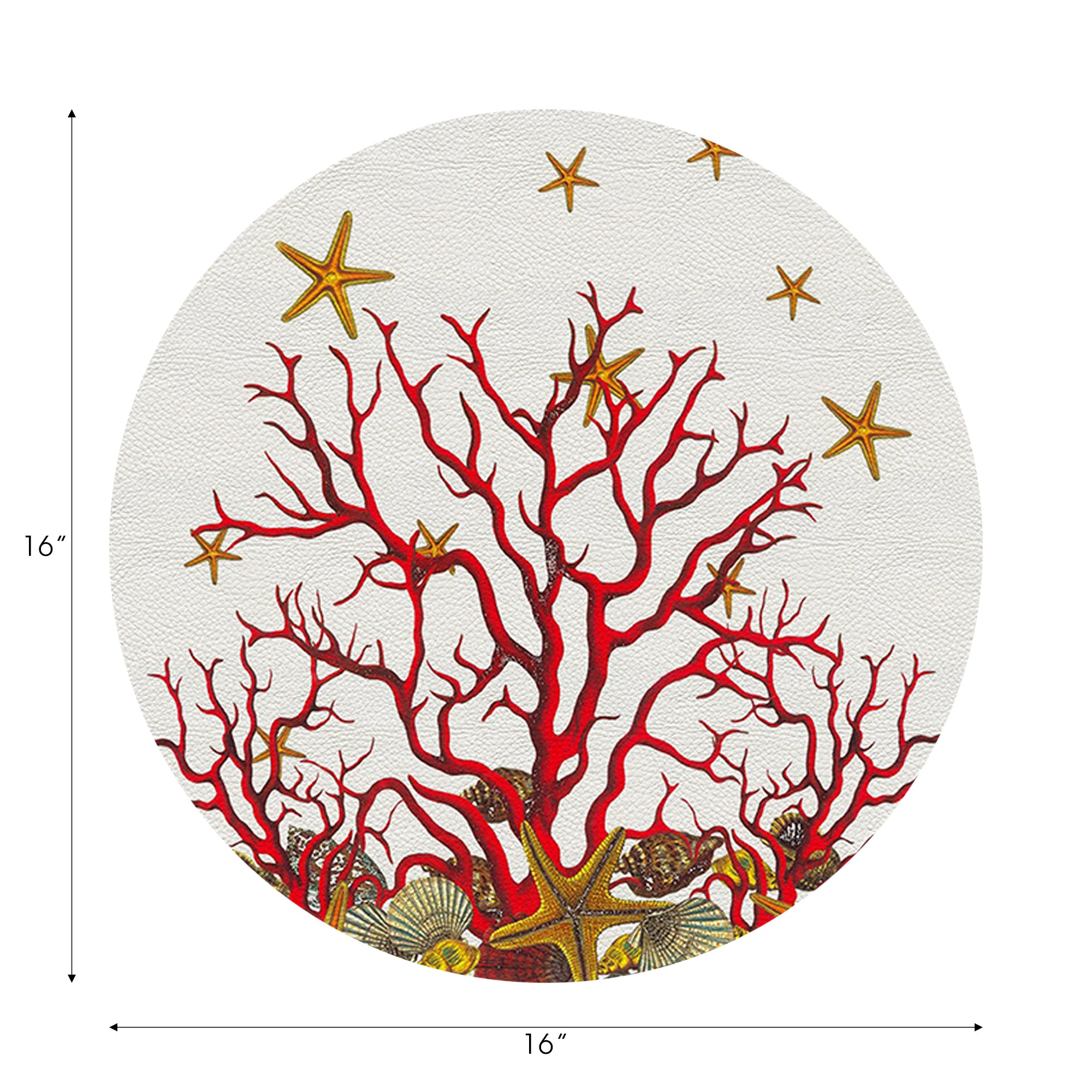 Coral Reef Vegan Leather Round Pebble Placemat