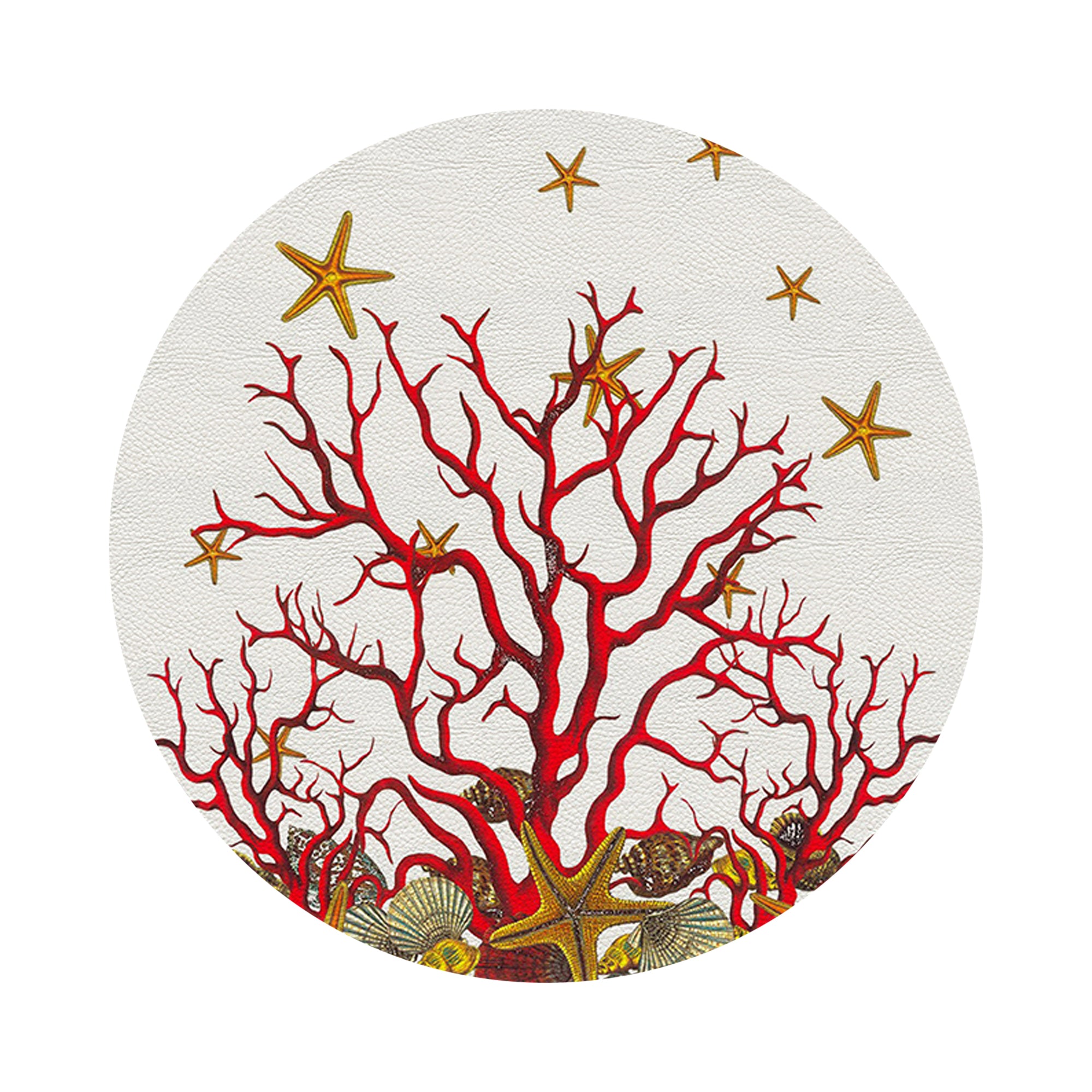 Coral Reef White Red 16" Round Pebble Placemats, Set of 4 - nicolettemayer.com
