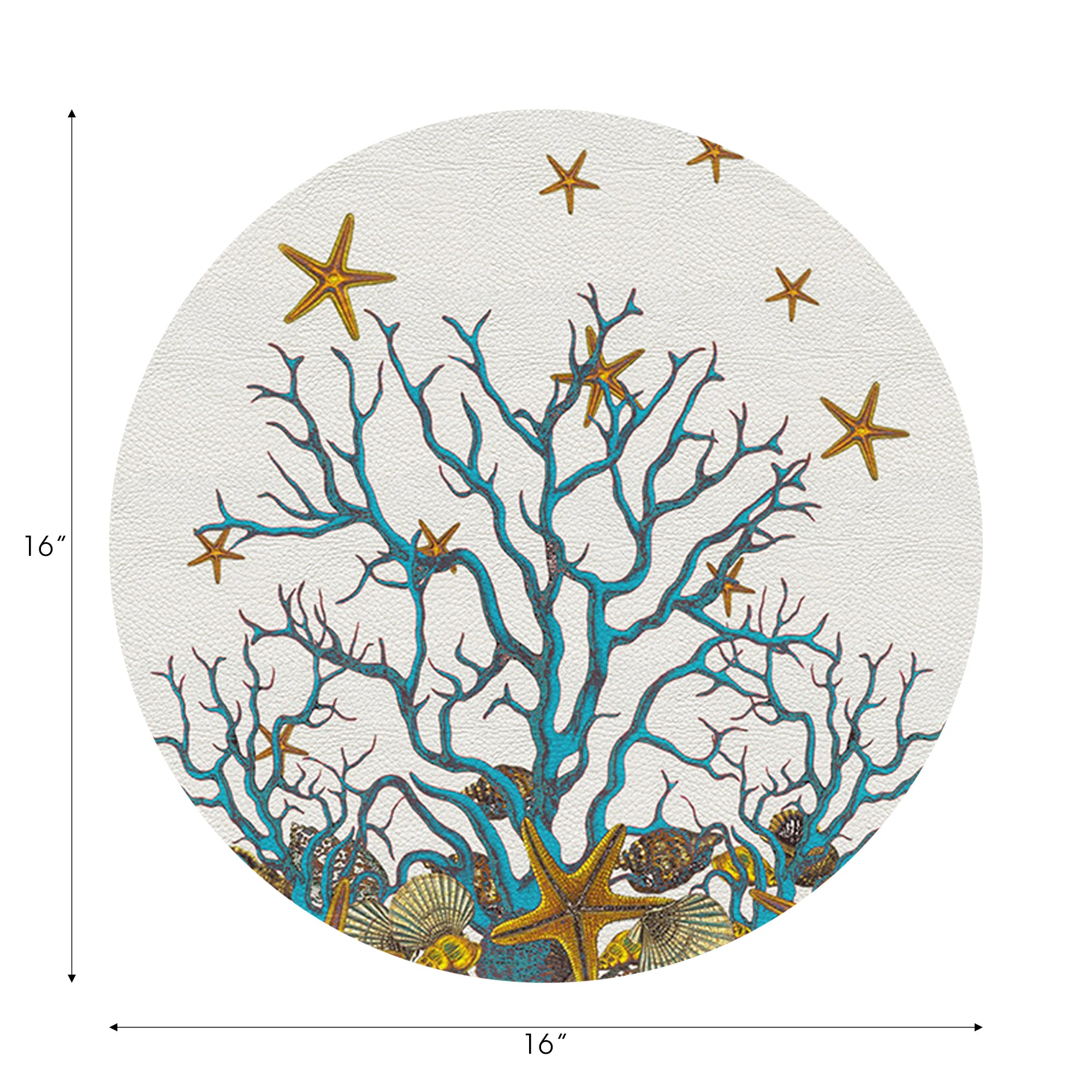 Coral Reef Vegan Leather Round Pebble Placemat