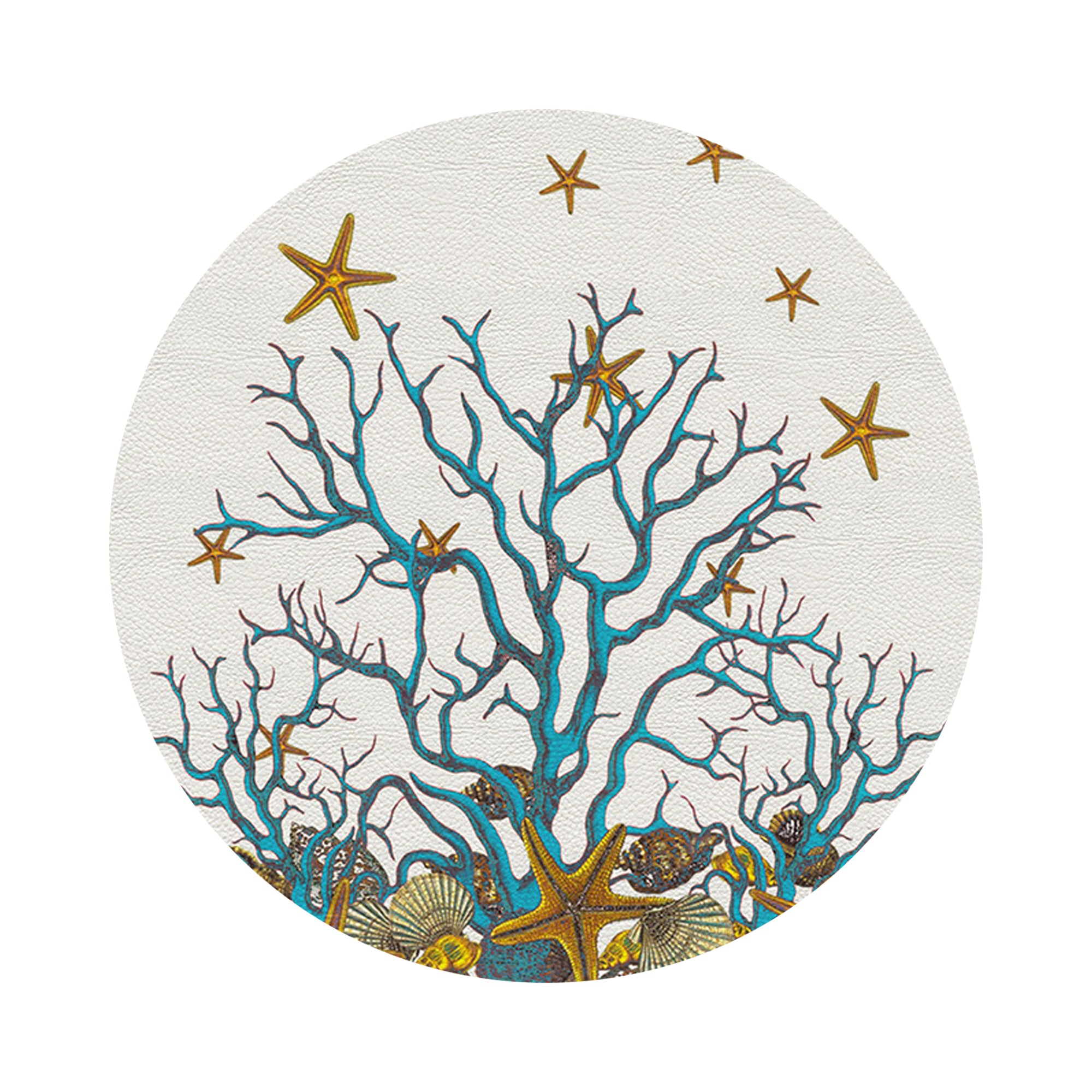 Coral Reef White Turq 16" Round Pebble Placemats, Set of 4 - nicolettemayer.com