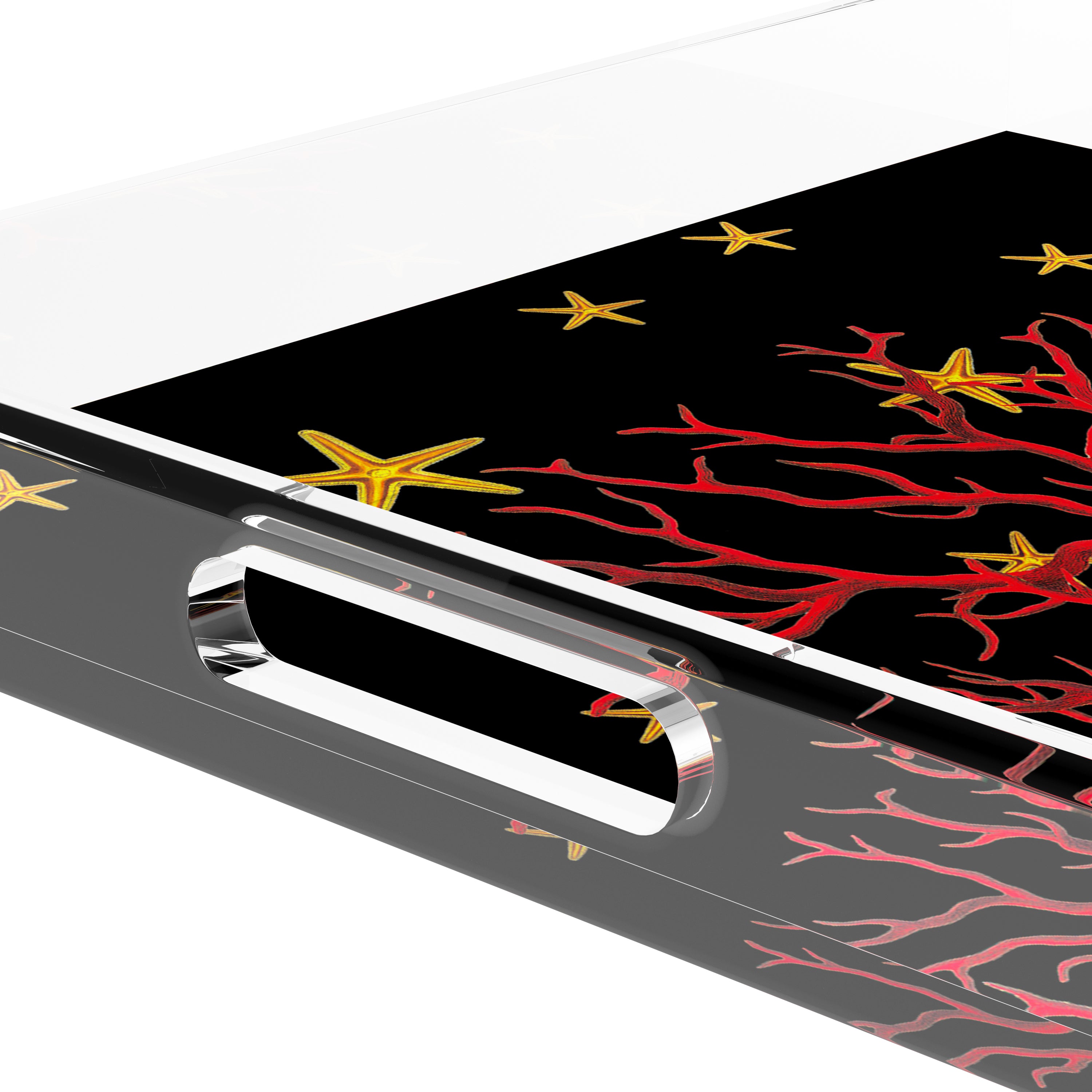 Coral Reef Solid Black 18X18 Acrylic Tray - nicolettemayer.com