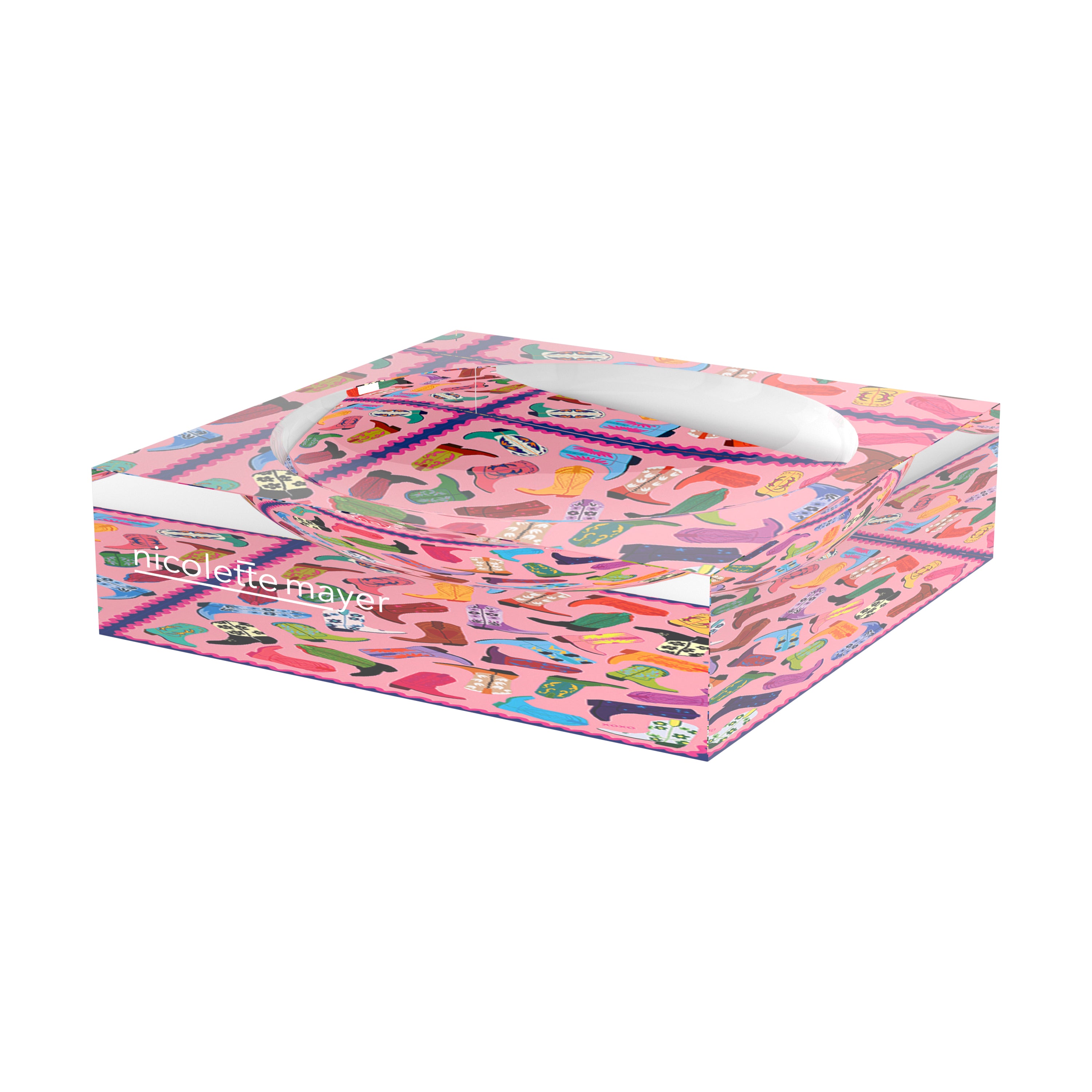 Cowboy Boot Love XOXO Acrylic Candy Catchall Dish - nicolettemayer.com