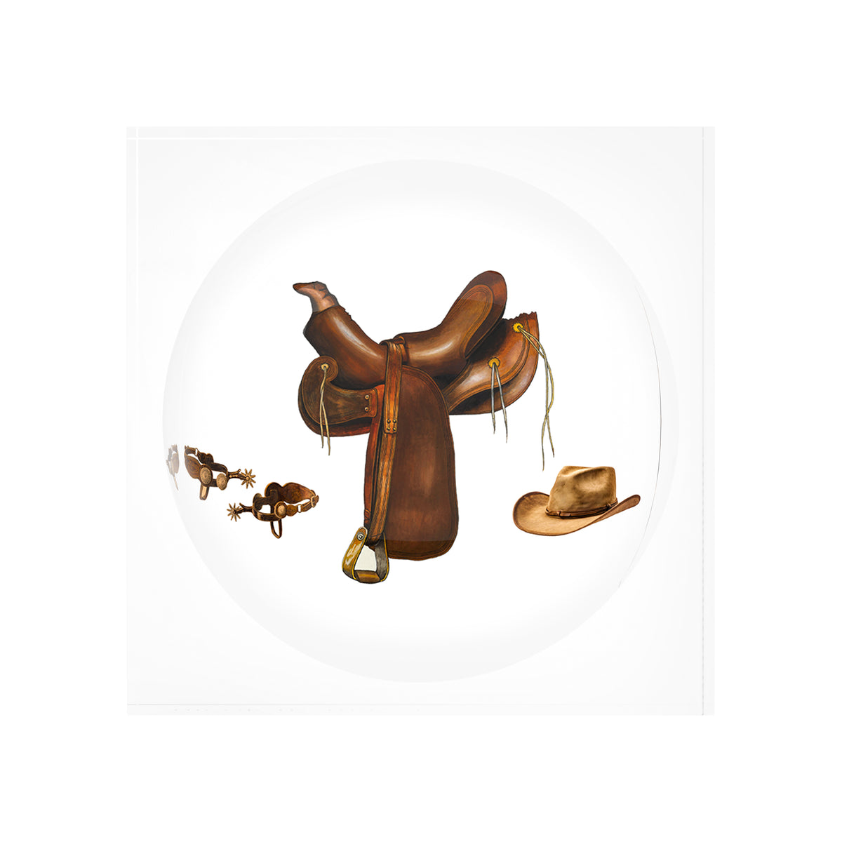 Cowboy Gear Acrylic Candy Catchall Dish, 6 x 6 in., 8 x 8 in. by Nicolette Mayer