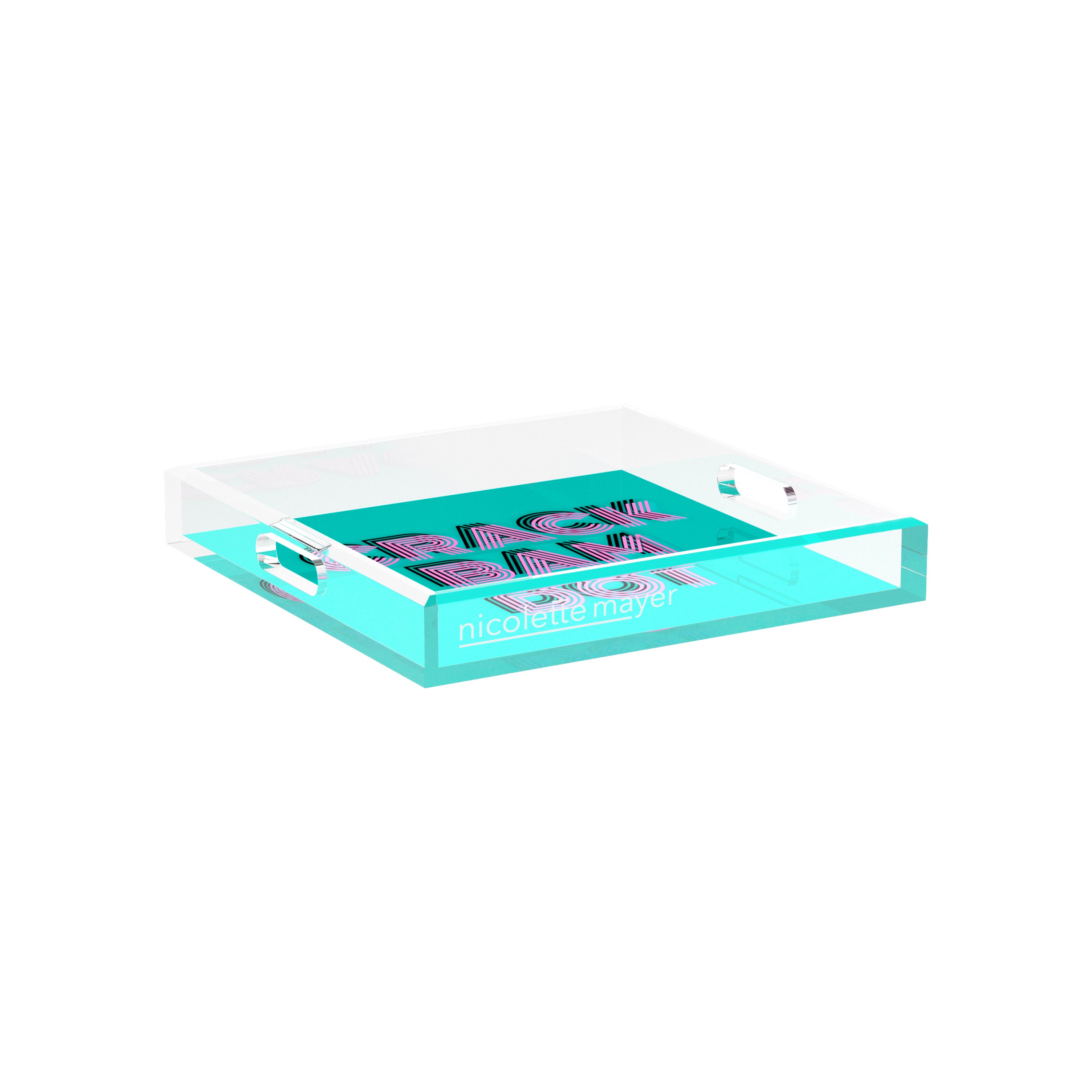 Mahjong Crack Bam Dot Acqua Pink 12X12 Acrylic Tray - nicolettemayer.com