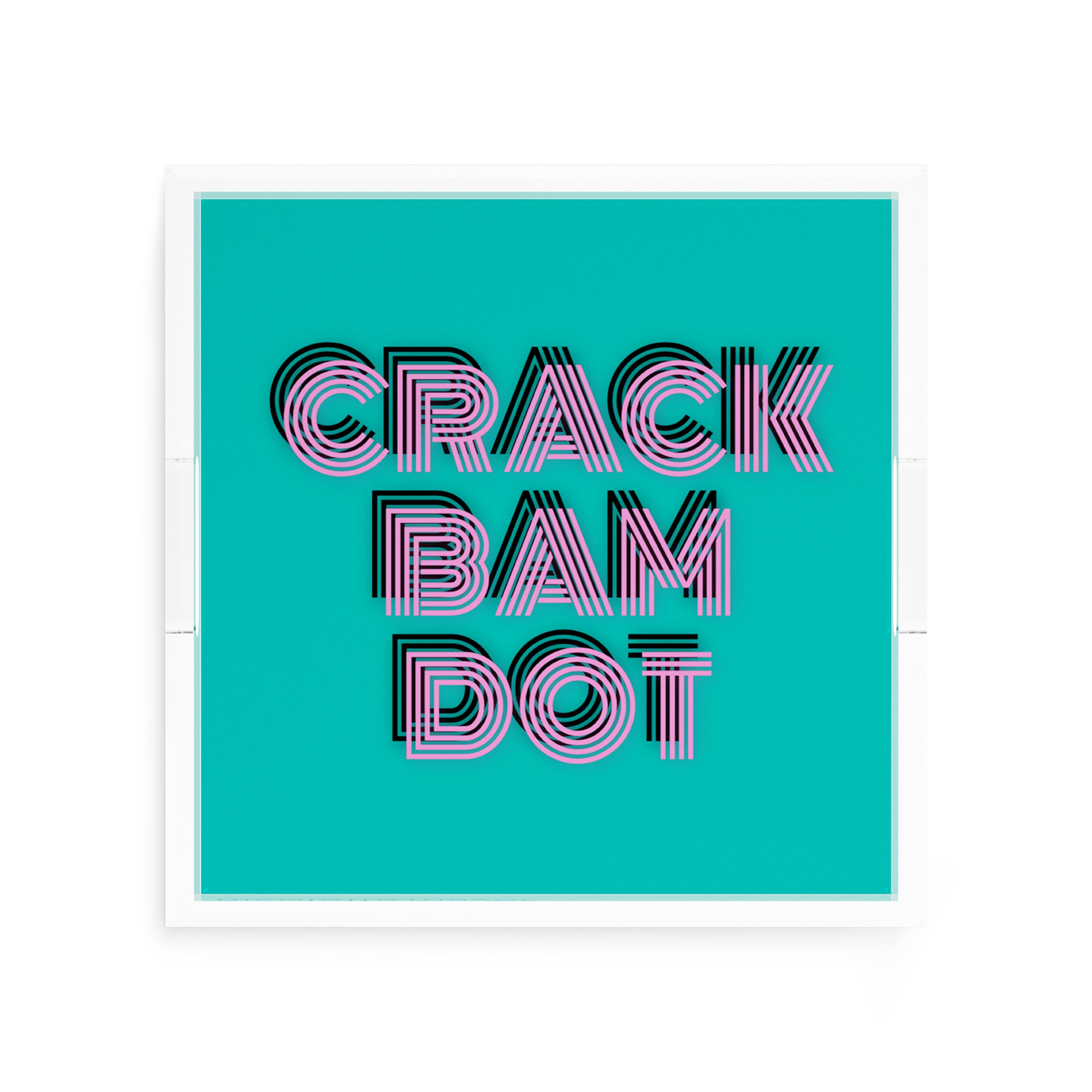 Mahjong Crack Bam Dot Acqua Pink 12X12 Acrylic Tray - nicolettemayer.com