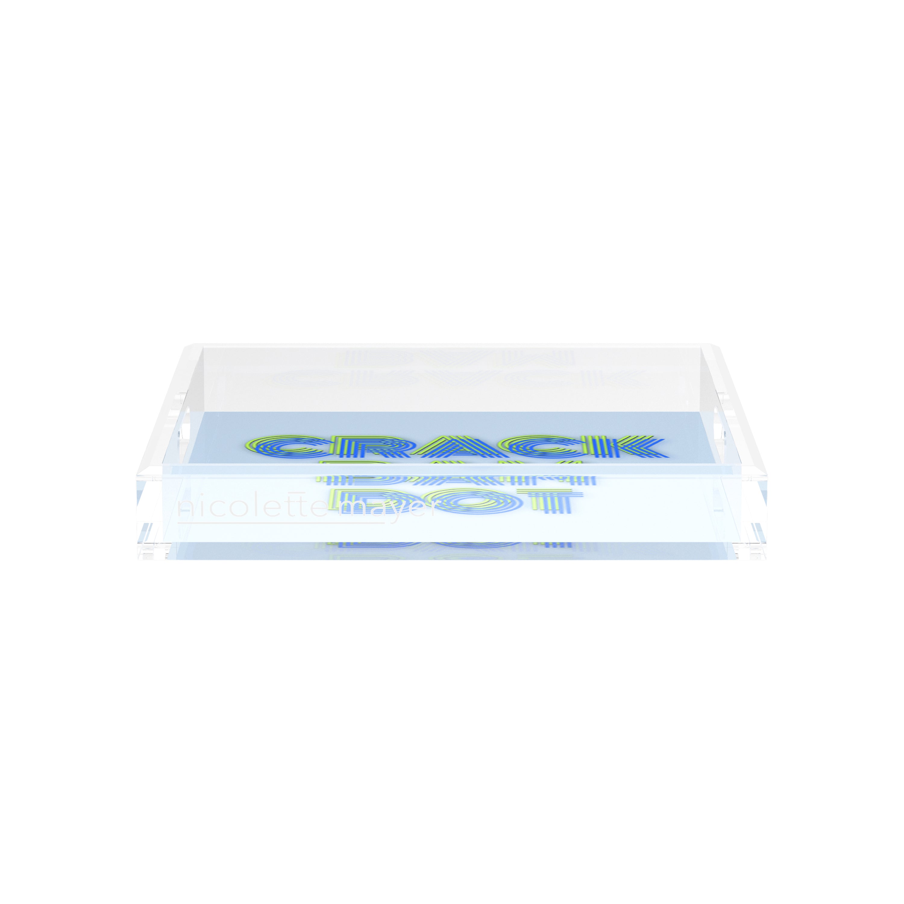 Mahjong Crack Bam Dot Blues Celery 12X12 Acrylic Tray - nicolettemayer.com