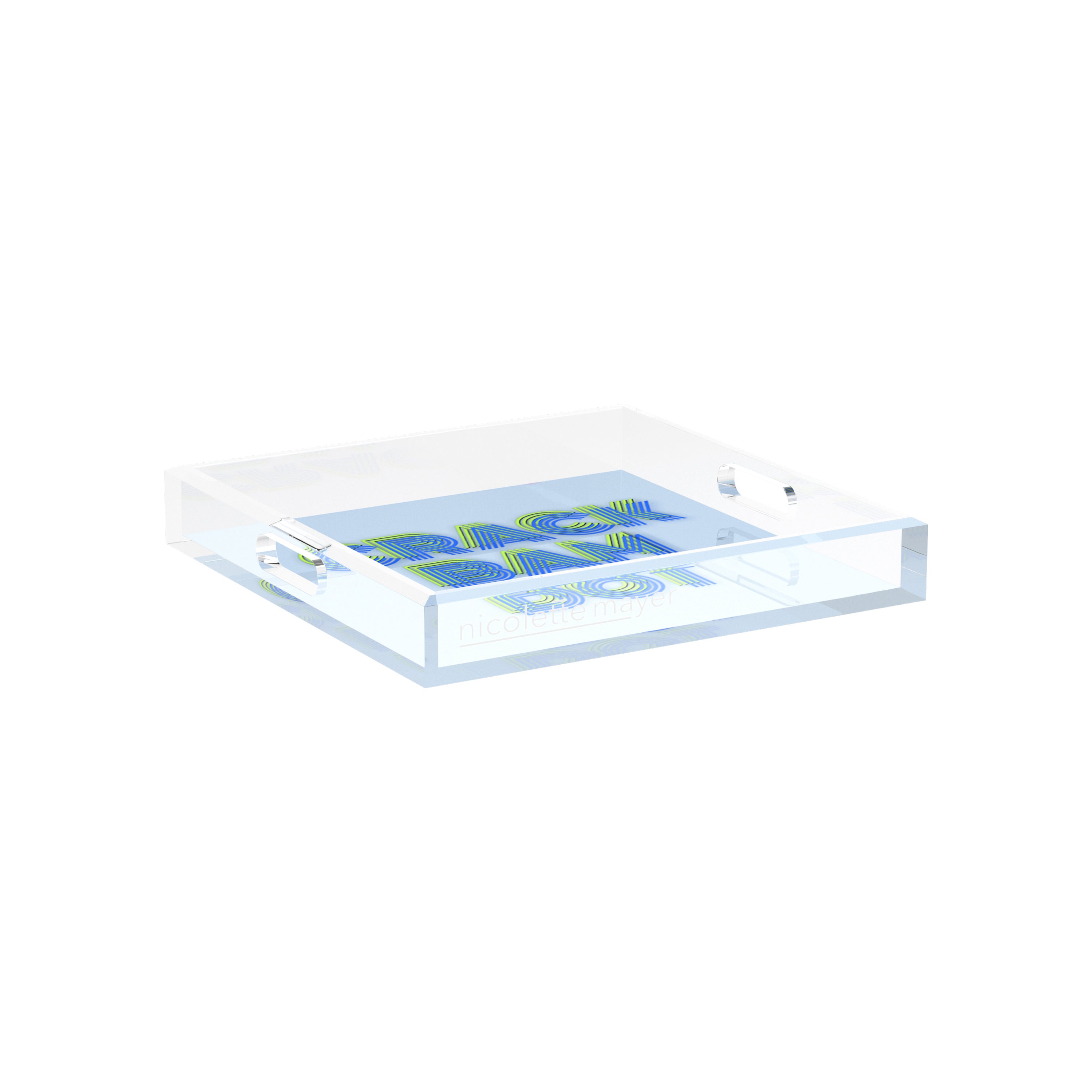 Mahjong Crack Bam Dot Blues Celery 12X12 Acrylic Tray - nicolettemayer.com