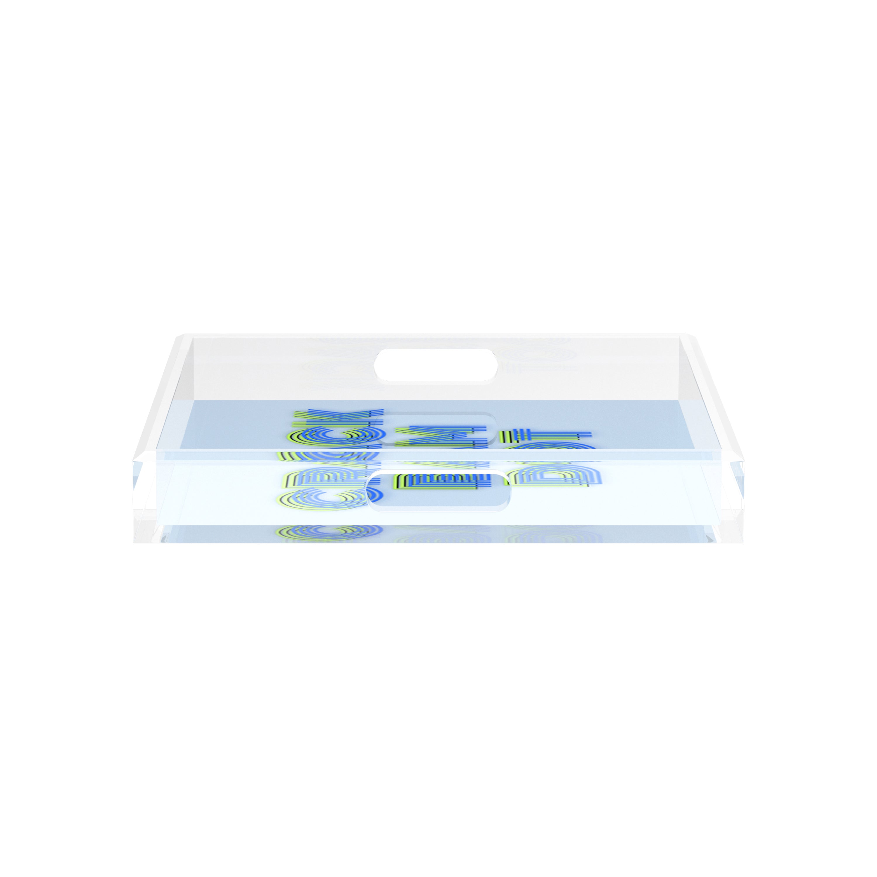 Mahjong Crack Bam Dot Blues Celery 12X12 Acrylic Tray - nicolettemayer.com