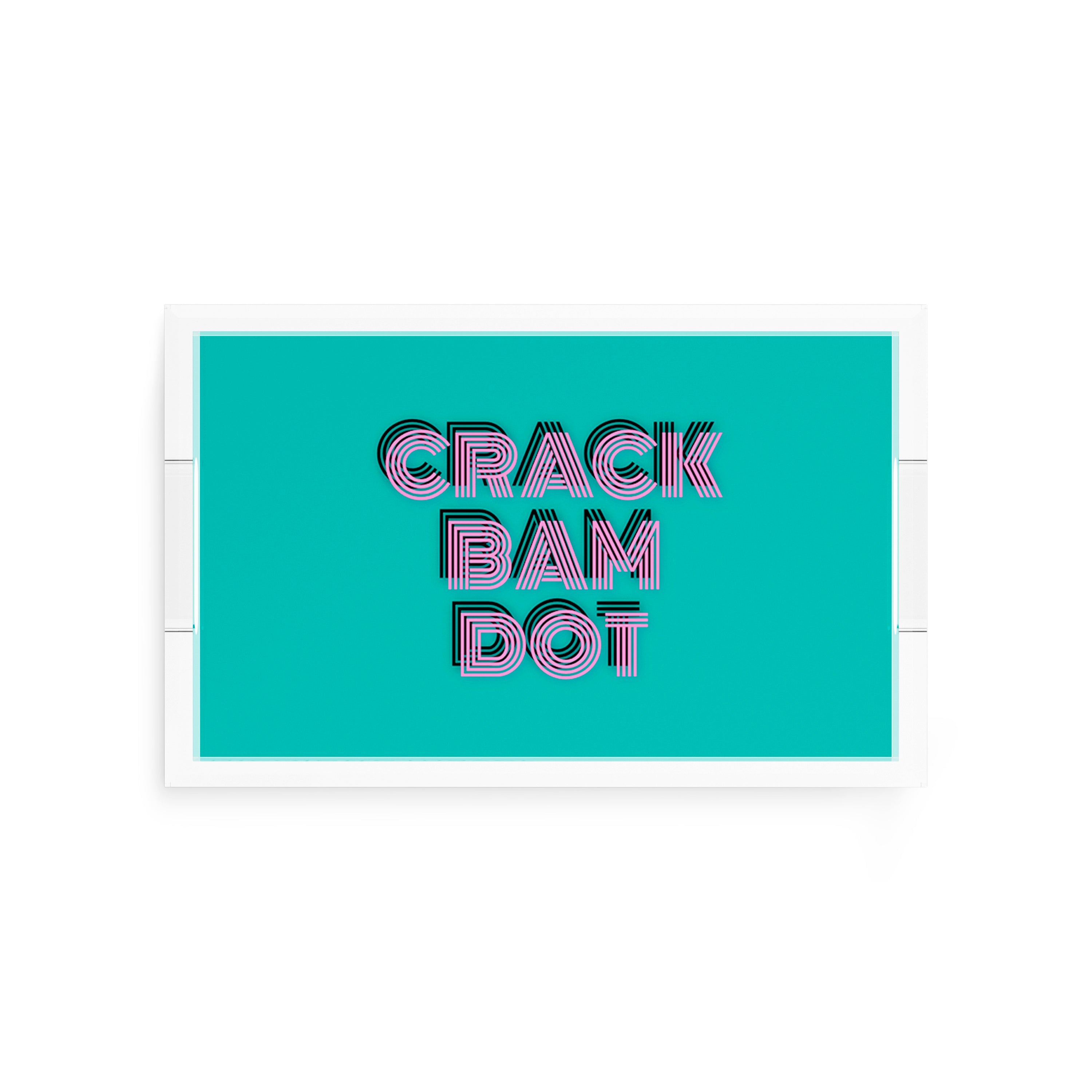 Mahjong Crack Bam Dot Aqua Pink 12.5x7.75 Acrylic Tray - nicolettemayer.com